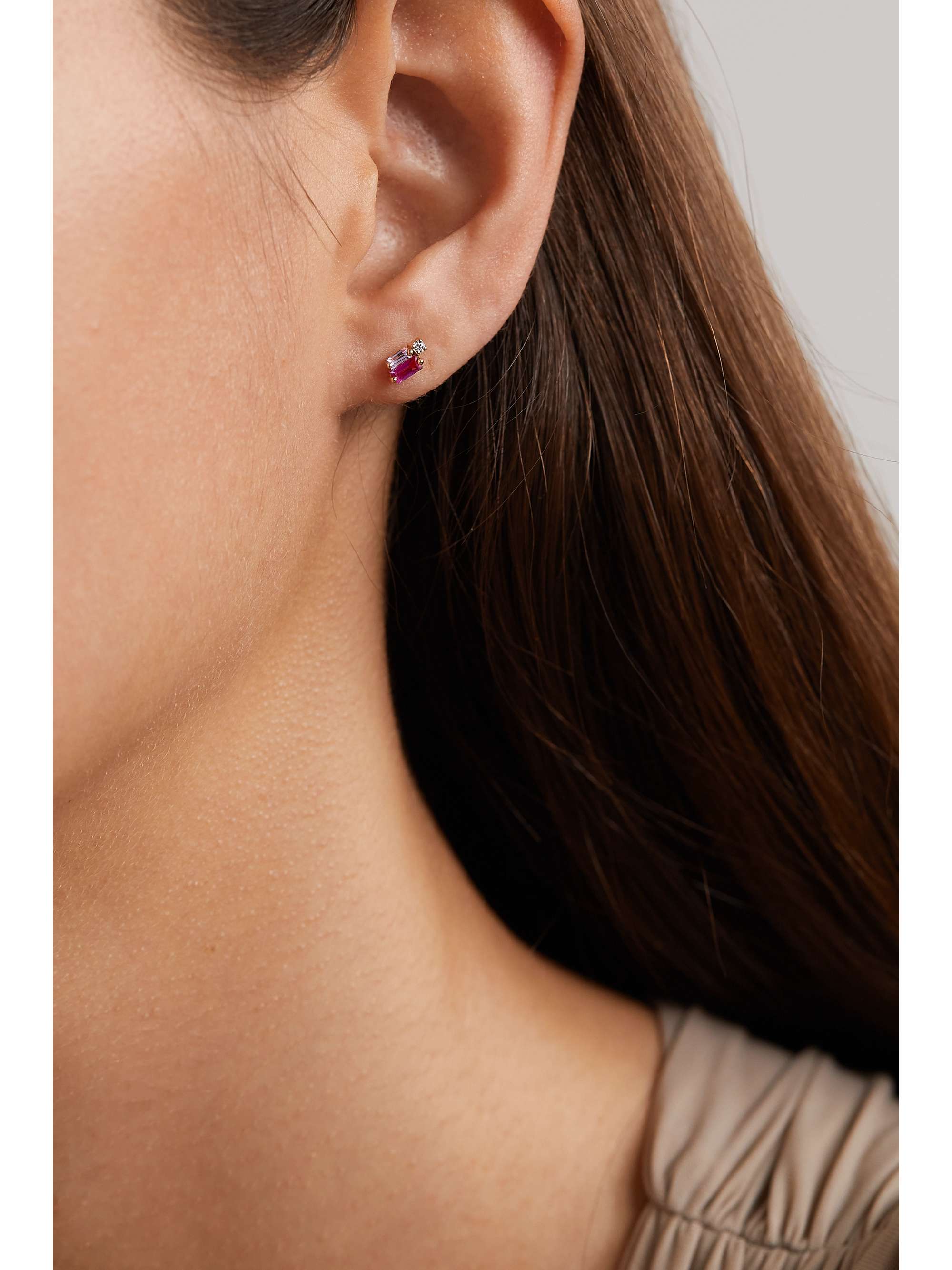 SUZANNE KALAN 18-karat rose gold, diamond and sapphire earrings