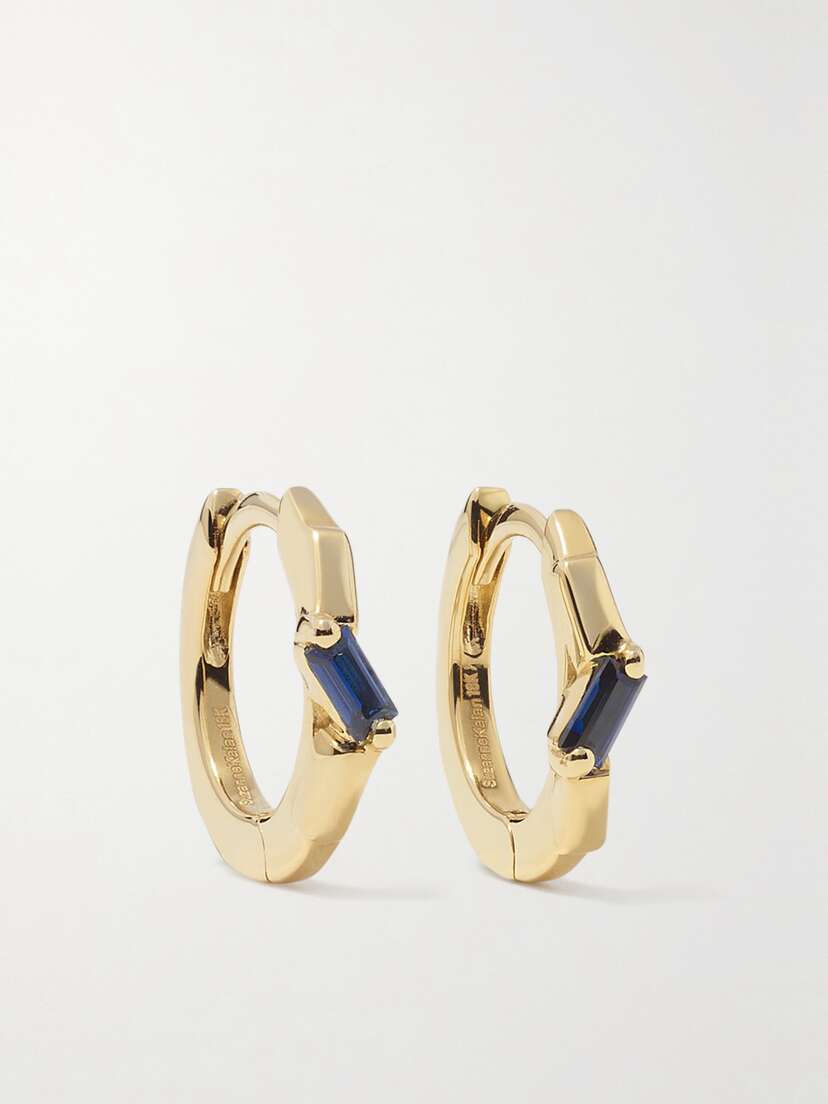 Suzanne Kalan 18-karat Gold Sapphire Hoop Earrings