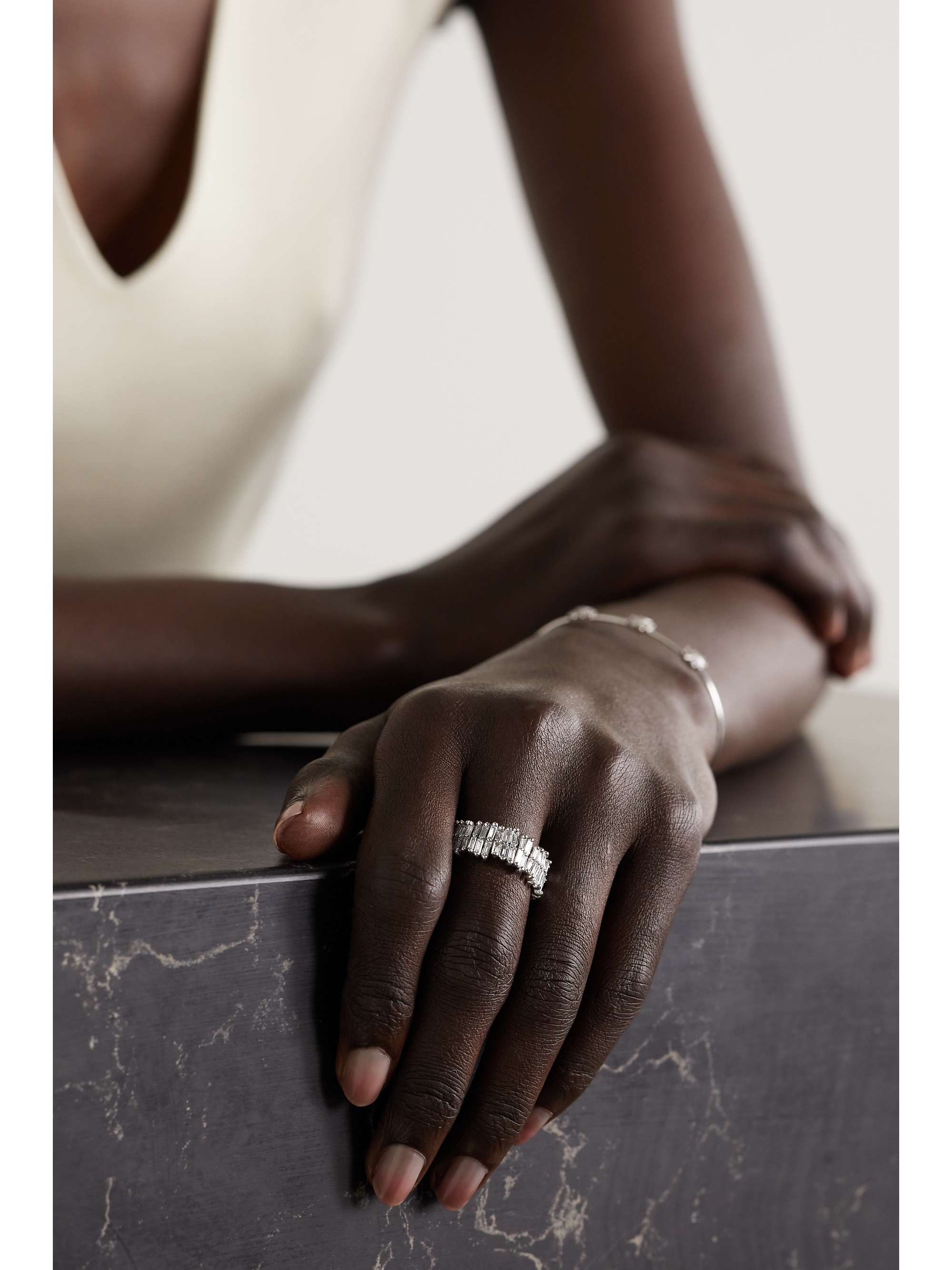 SUZANNE KALAN 18-karat white gold diamond ring