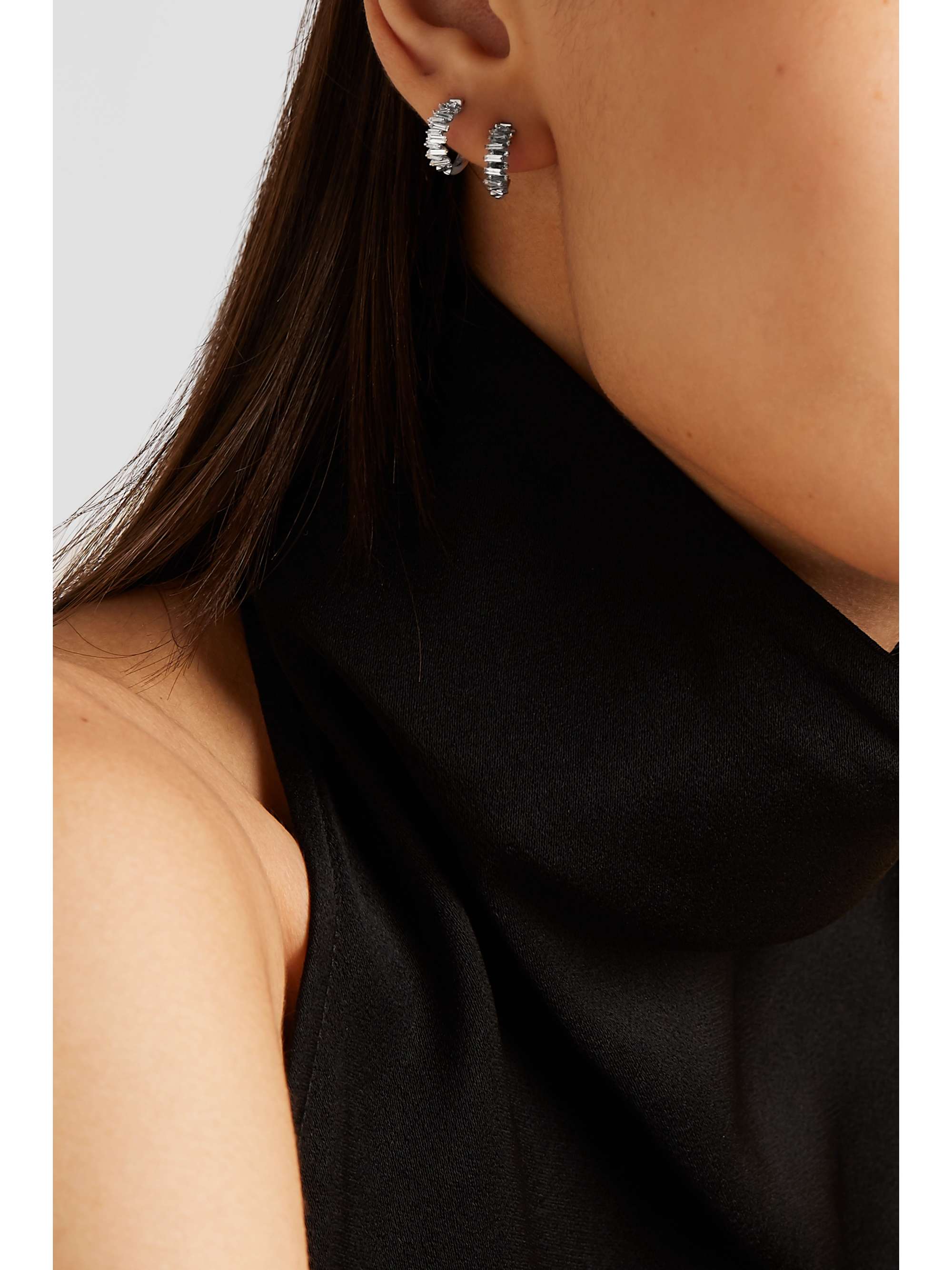 SUZANNE KALAN 18-karat white gold diamond earrings