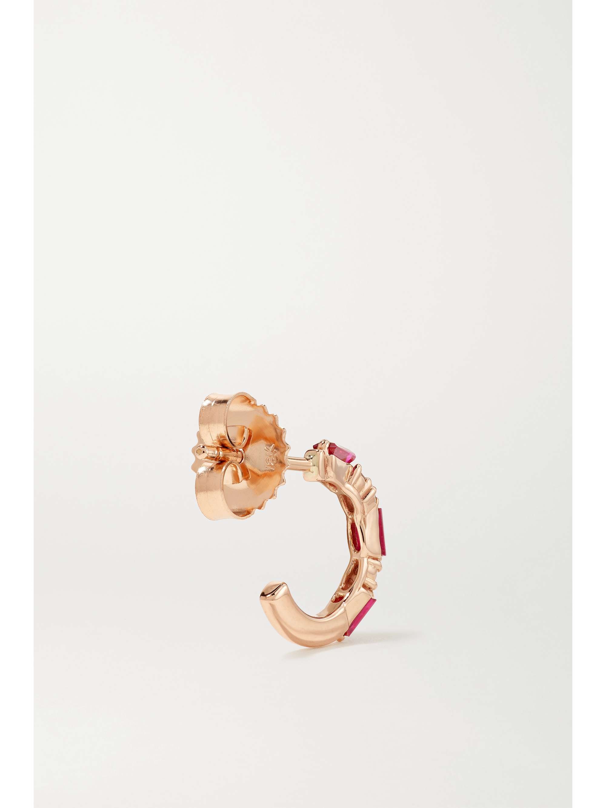 SUZANNE KALAN 18-karat rose gold, ruby and diamond hoop earrings