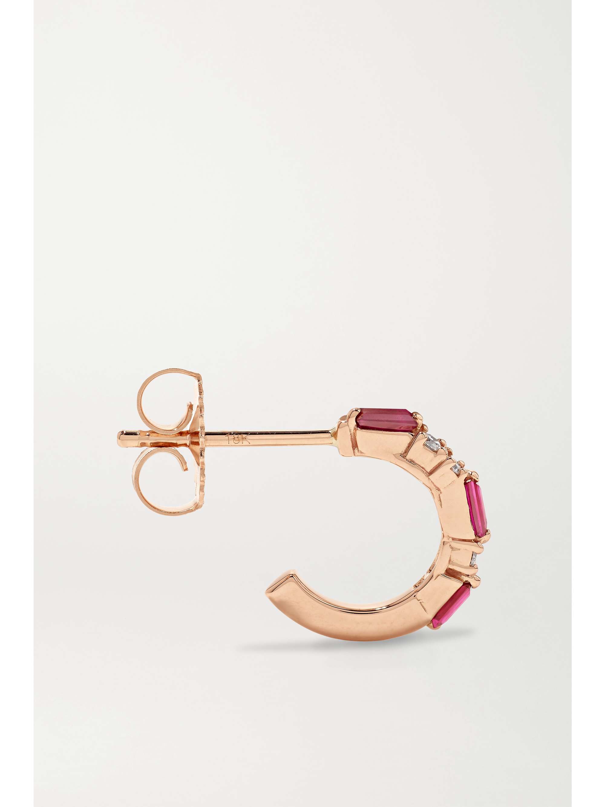 SUZANNE KALAN 18-karat rose gold, ruby and diamond hoop earrings