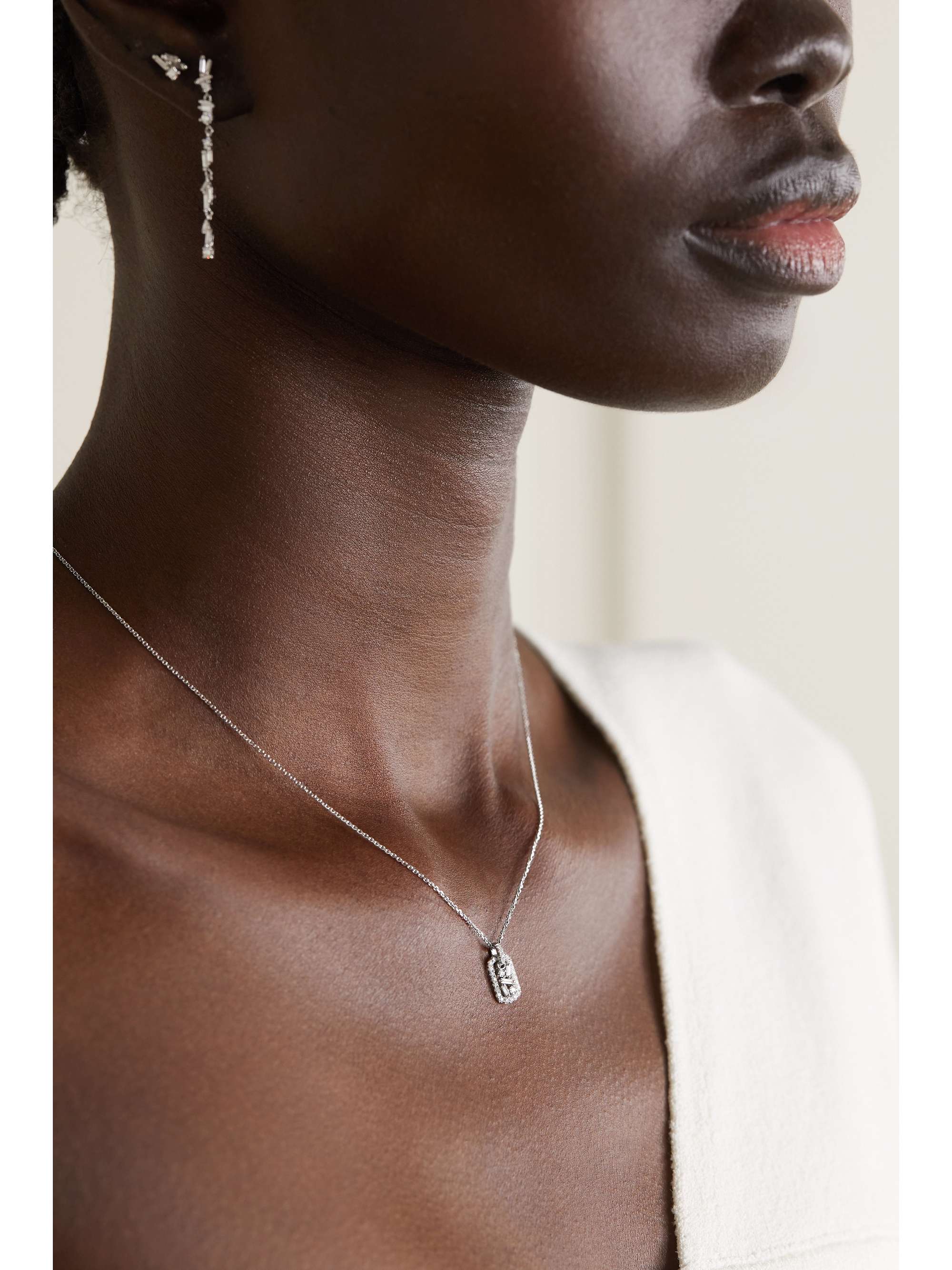 SUZANNE KALAN 18-karat white gold diamond necklace