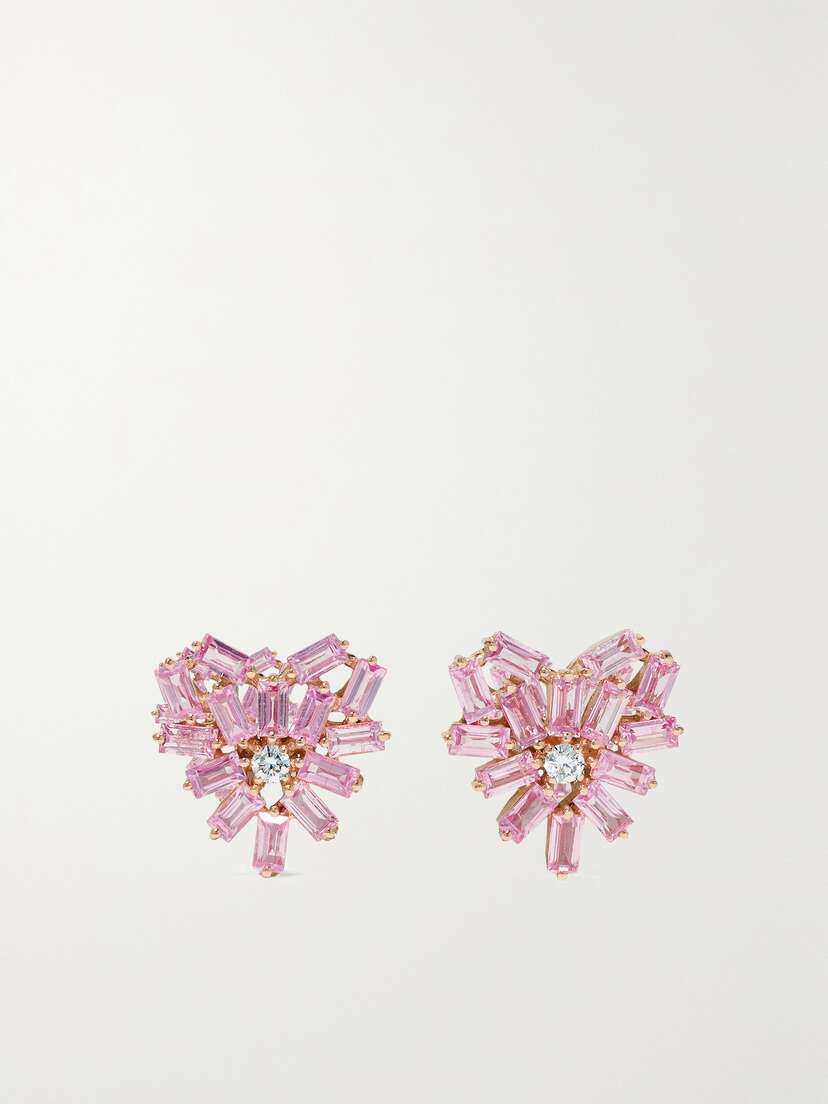 Suzanne Kalan 18-karat Rose Gold, Sapphire And Diamond Earrings