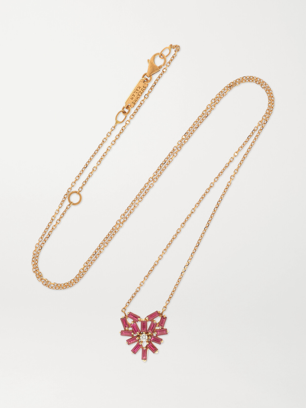 Suzanne Kalan 18-karat Rose Gold, Ruby And Diamond Necklace