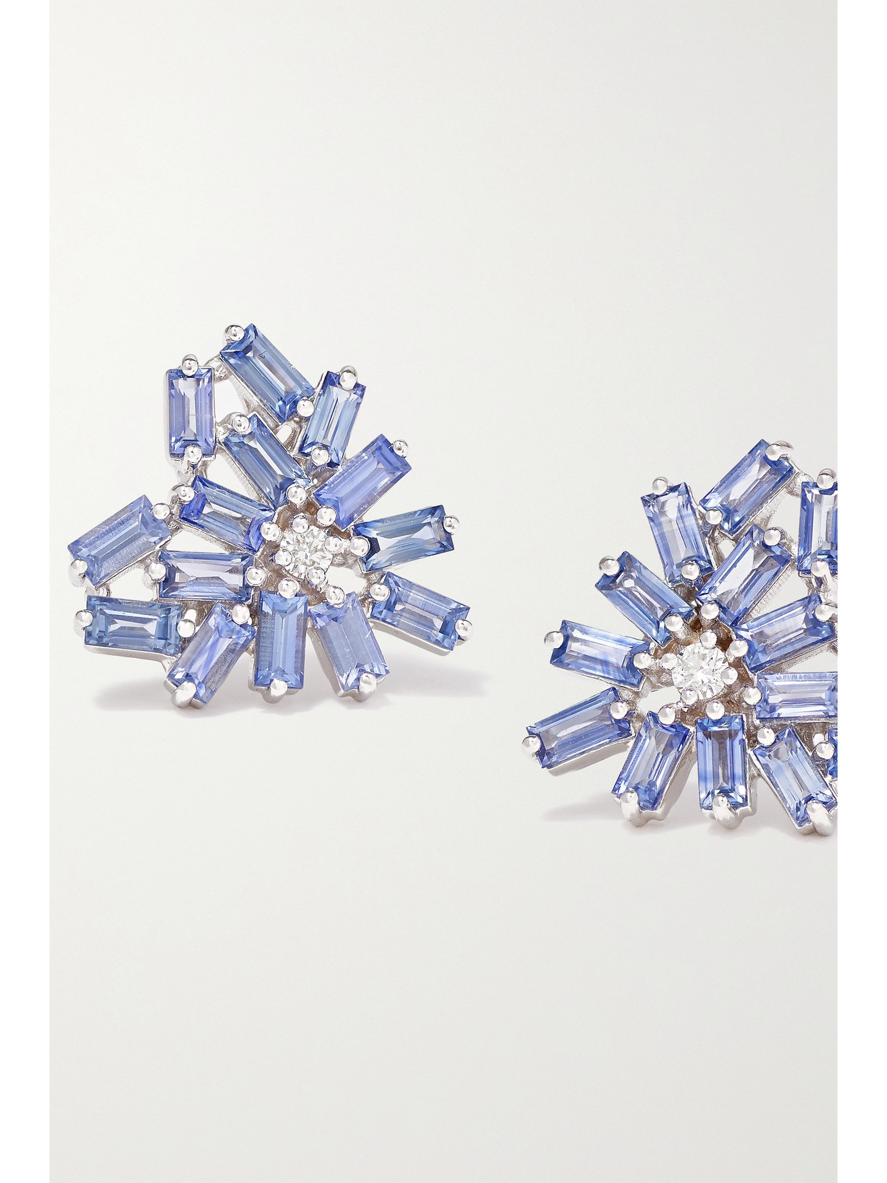 Shop Suzanne Kalan 18-karat White Gold, Sapphire And Diamond Earrings