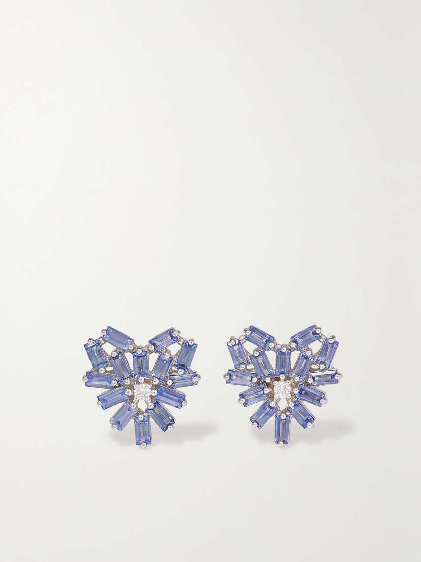 Suzanne Kalan 18-karat White Gold, Sapphire And Diamond Earrings