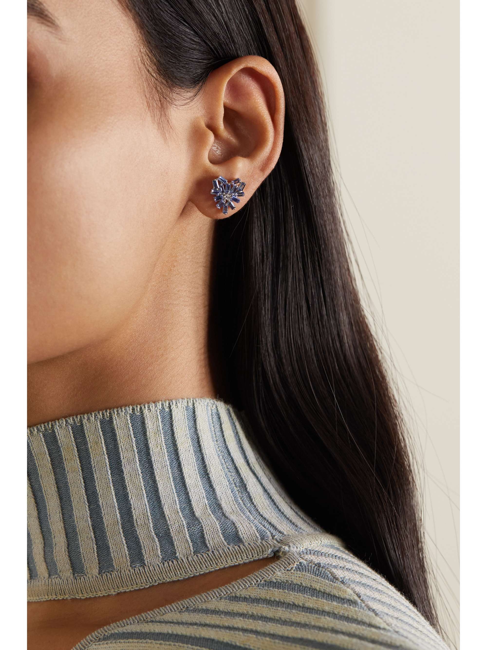 SUZANNE KALAN 18-karat rose gold, sapphire and diamond earrings