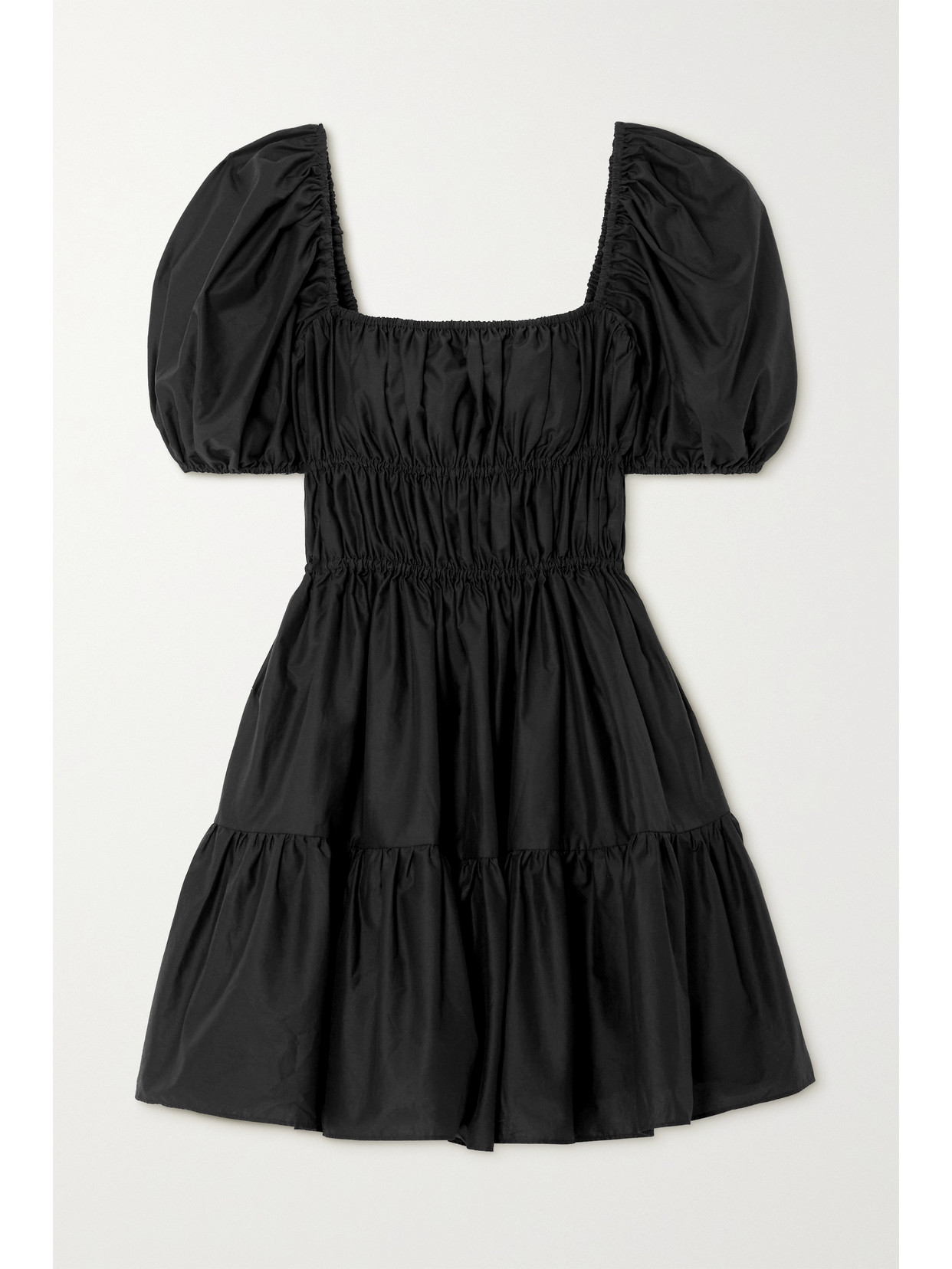 Matteau + Net Sustain Shirred Organic Cotton-poplin Mini Dress - Black