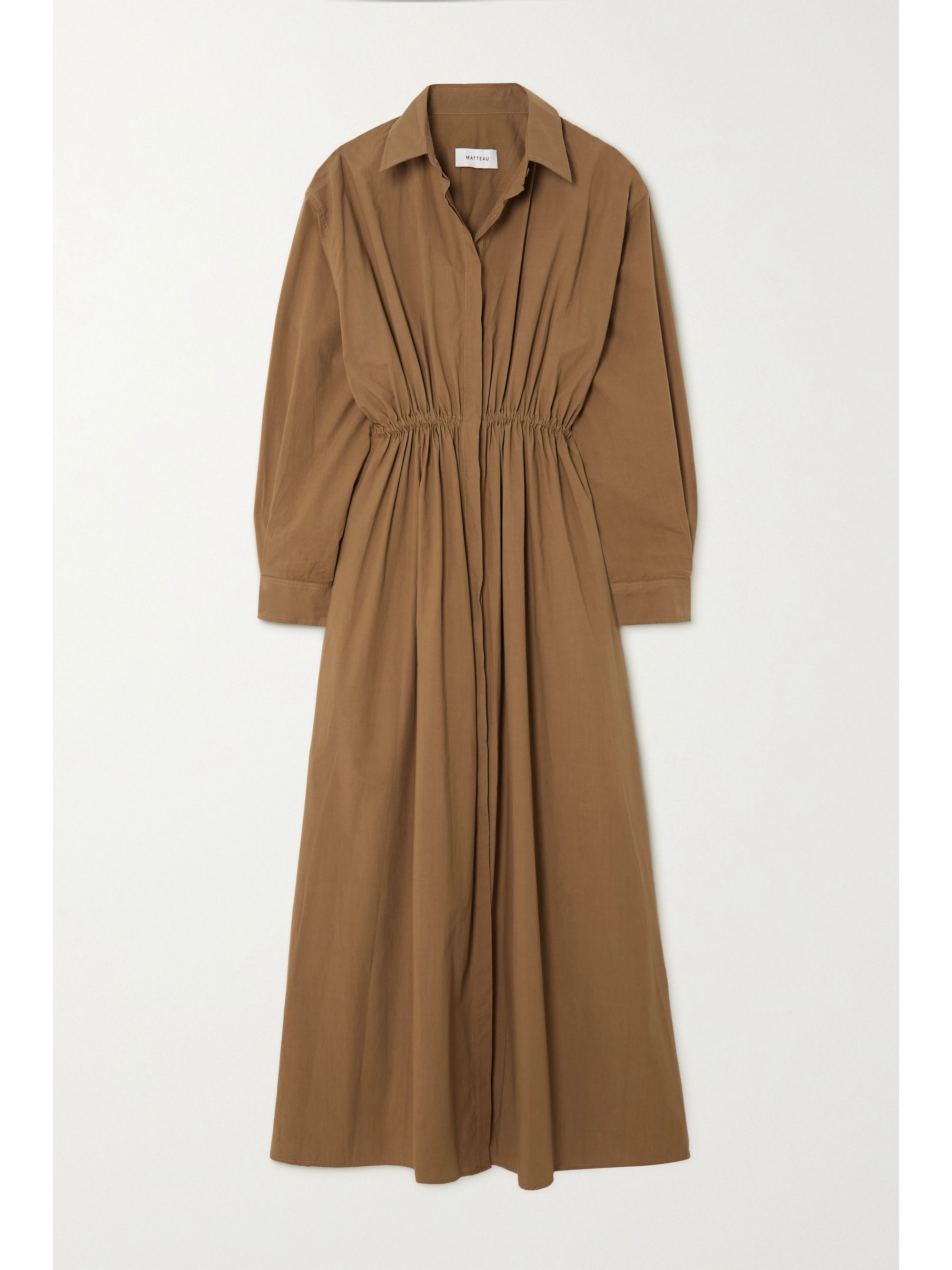 MATTEAU + NET SUSTAIN gathered organic cotton-poplin shirt dress