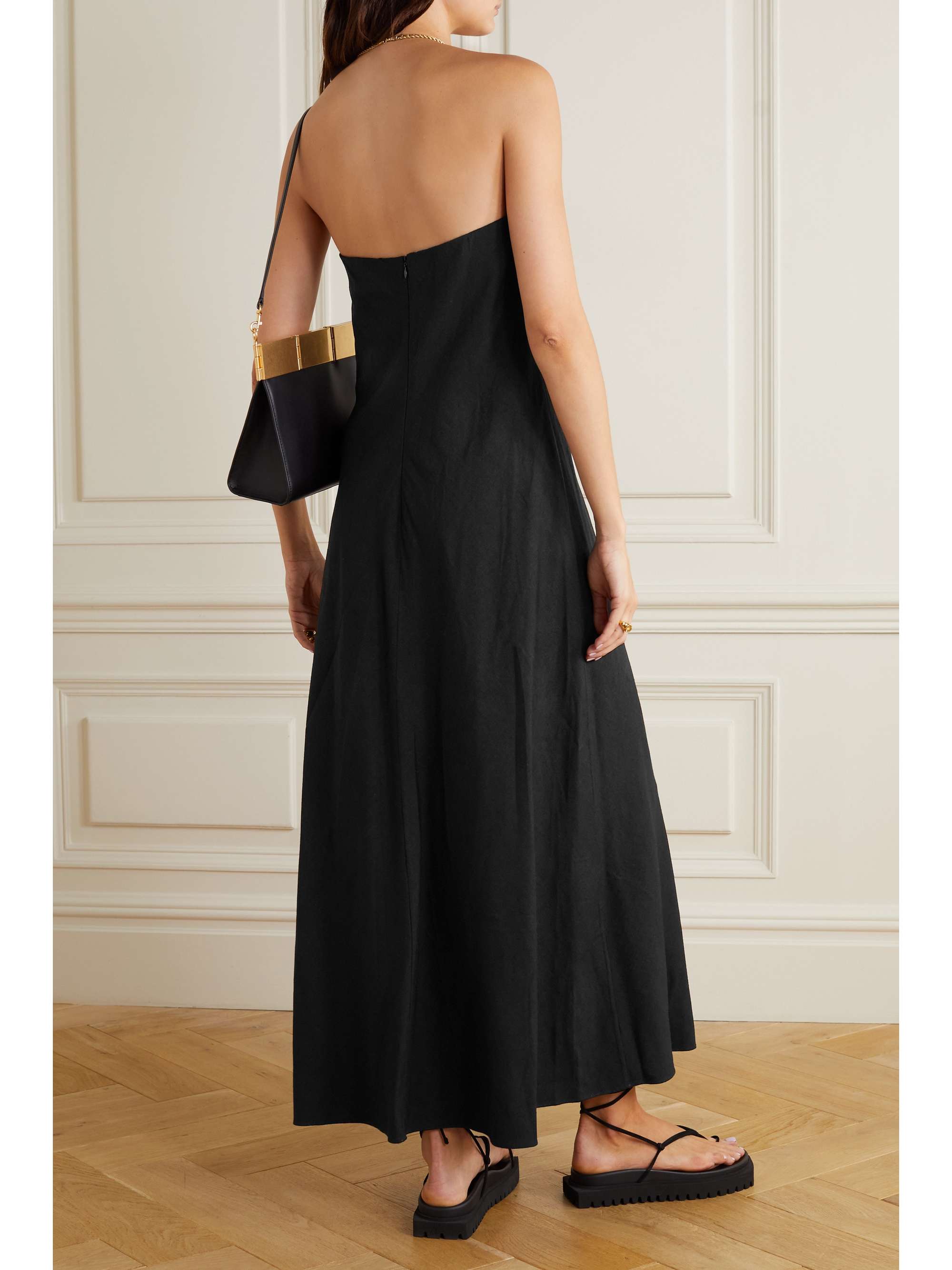 MATTEAU + NET SUSTAIN strapless stretch-linen and Lyocell-blend maxi dress