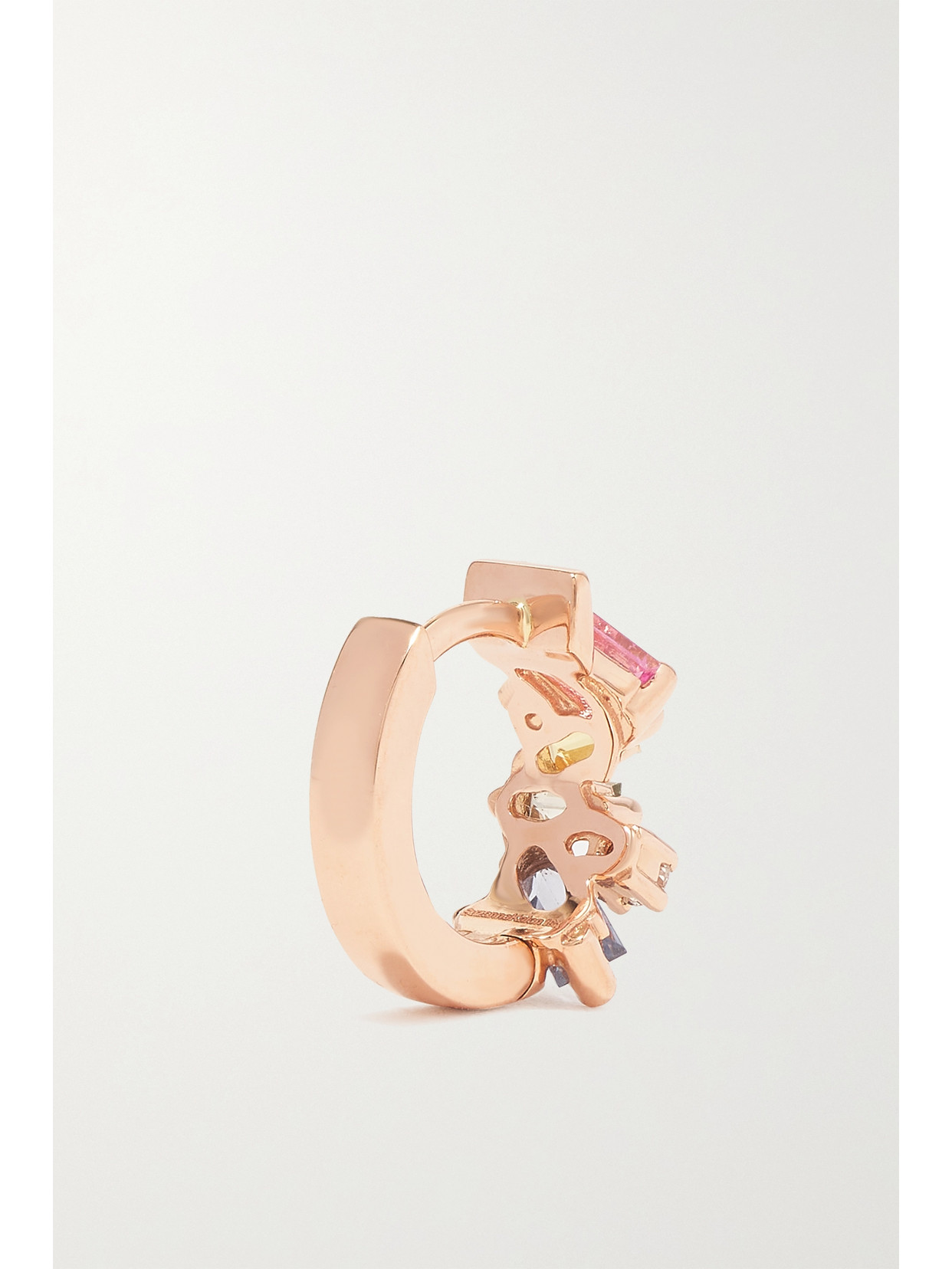 Suzanne Kalan 18-karat Rose Gold, Sapphire And Diamond Hoop Earrings In Gold