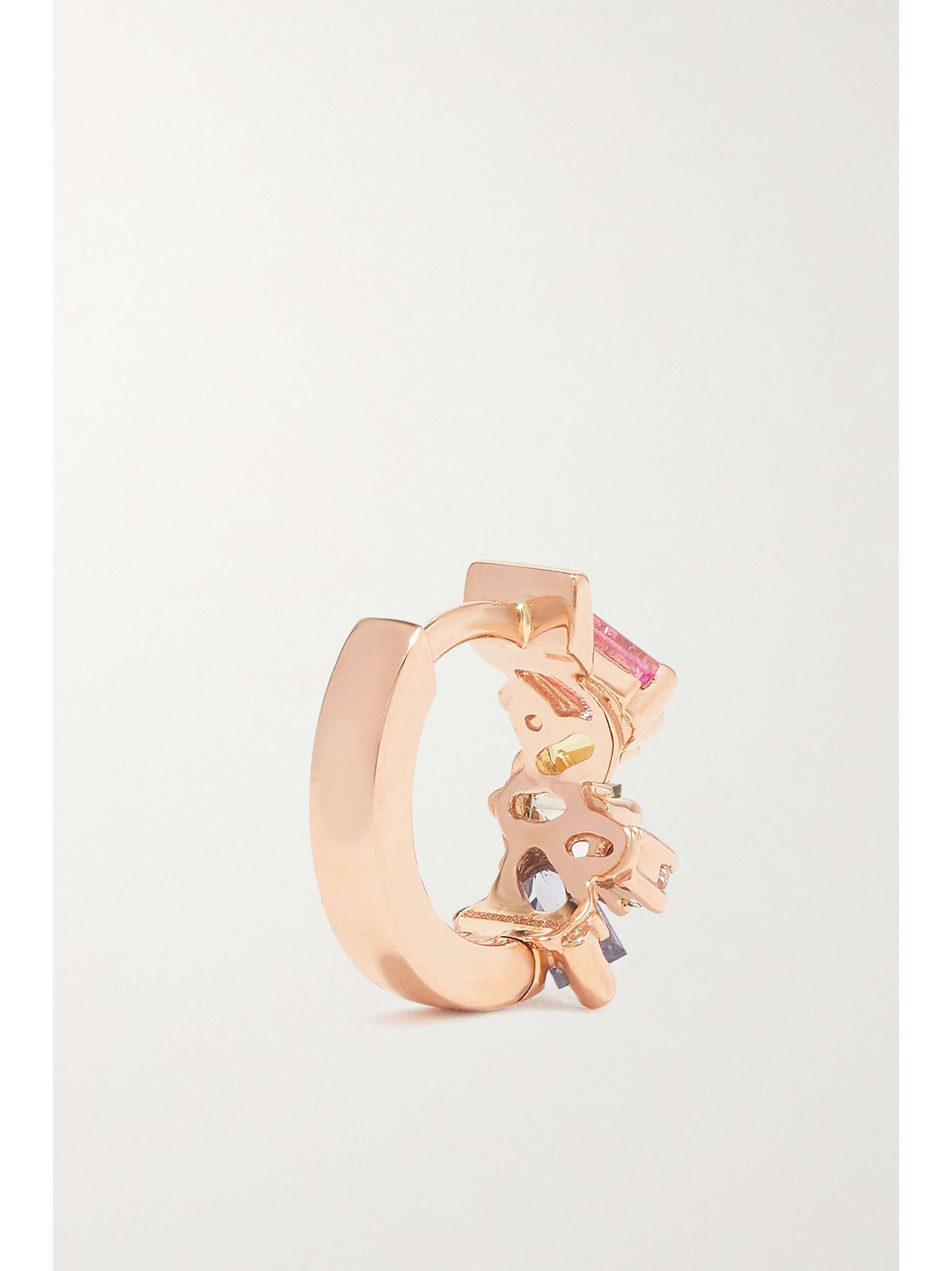 SUZANNE KALAN 18-karat rose gold, sapphire and diamond hoop earrings