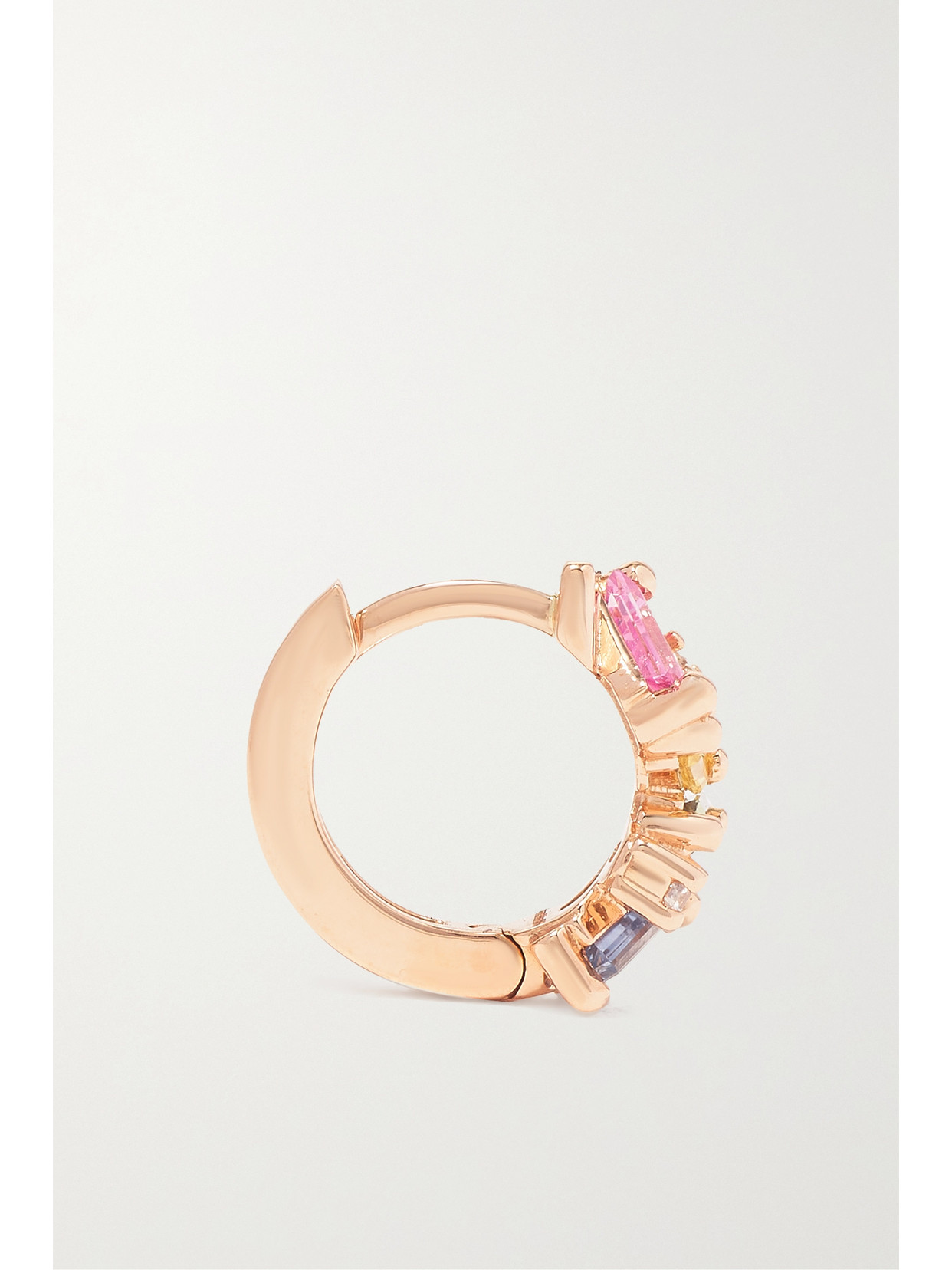 Suzanne Kalan 18-karat Rose Gold, Sapphire And Diamond Hoop Earrings In Gold