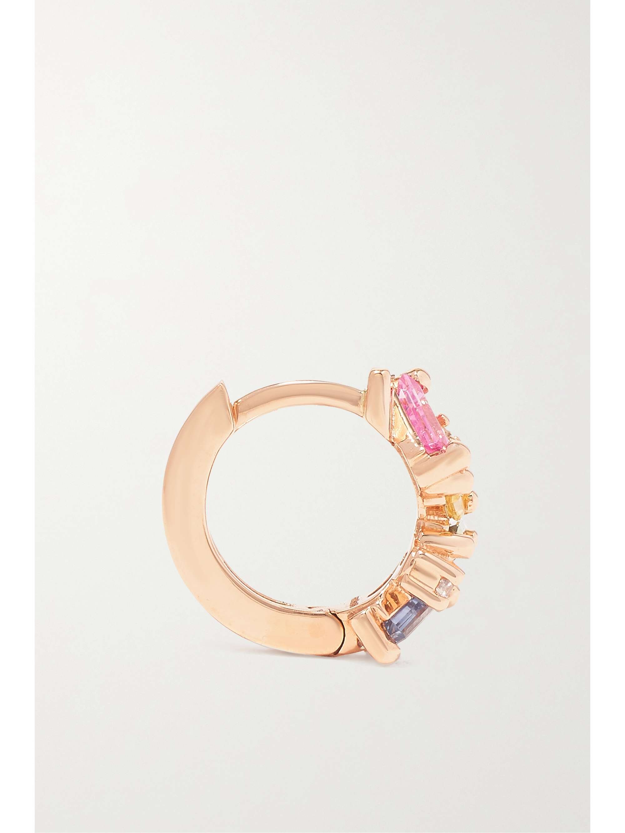 SUZANNE KALAN 18-karat rose gold, sapphire and diamond hoop earrings