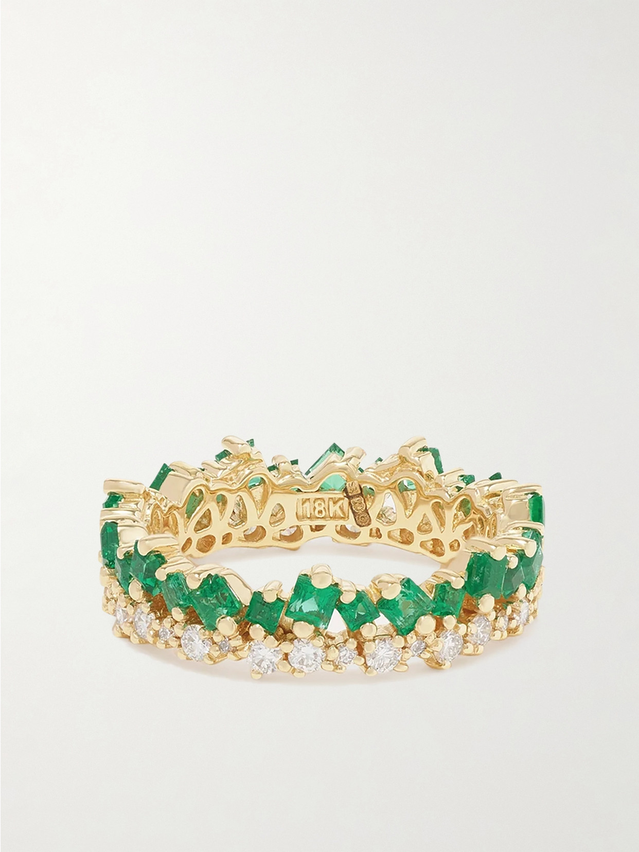 Shop Suzanne Kalan Eternity 18-karat Gold, Emerald And Diamond Ring