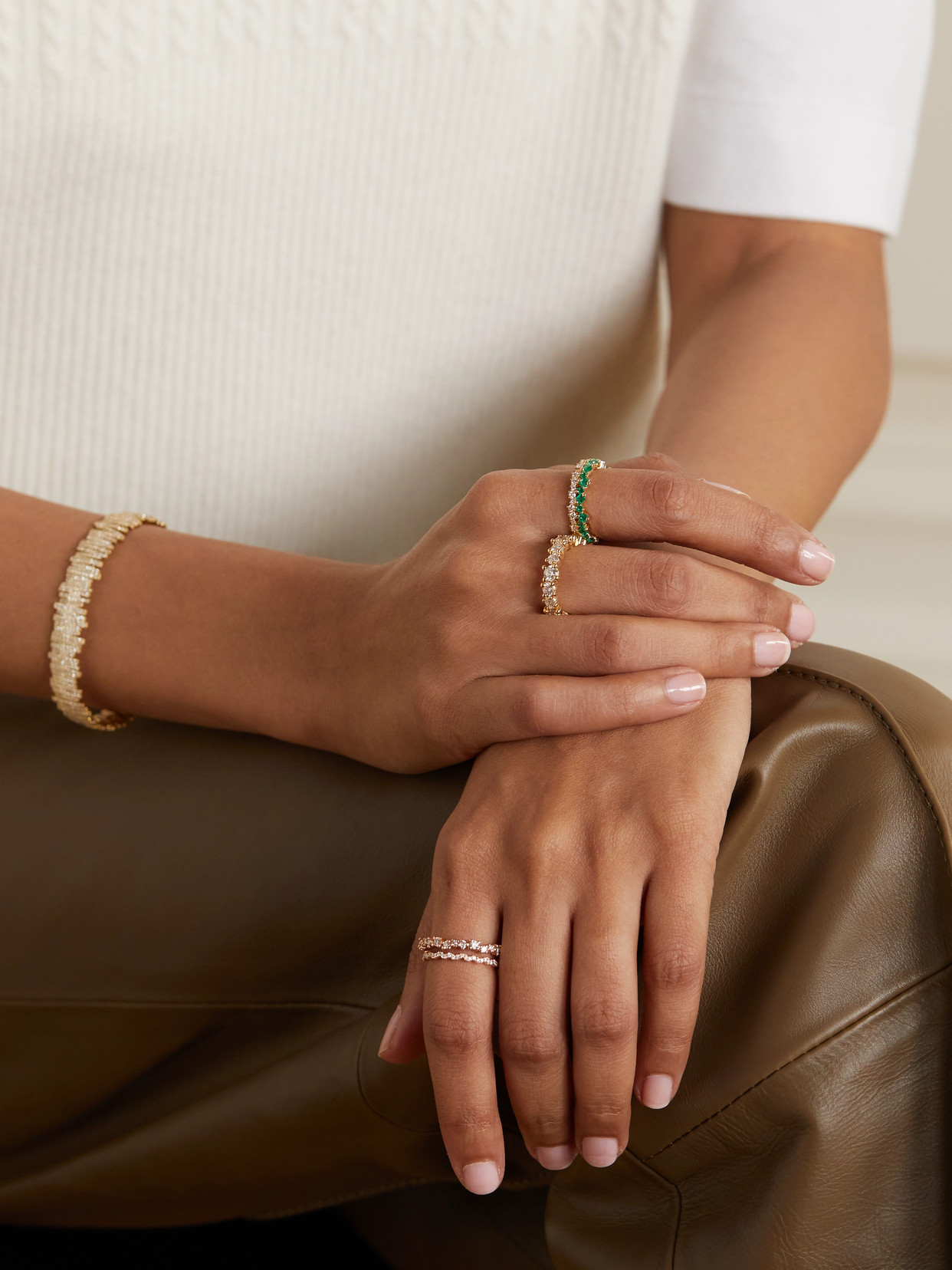 Suzanne Kalan Eternity 18-karat Gold, Emerald And Diamond Ring In Gold
