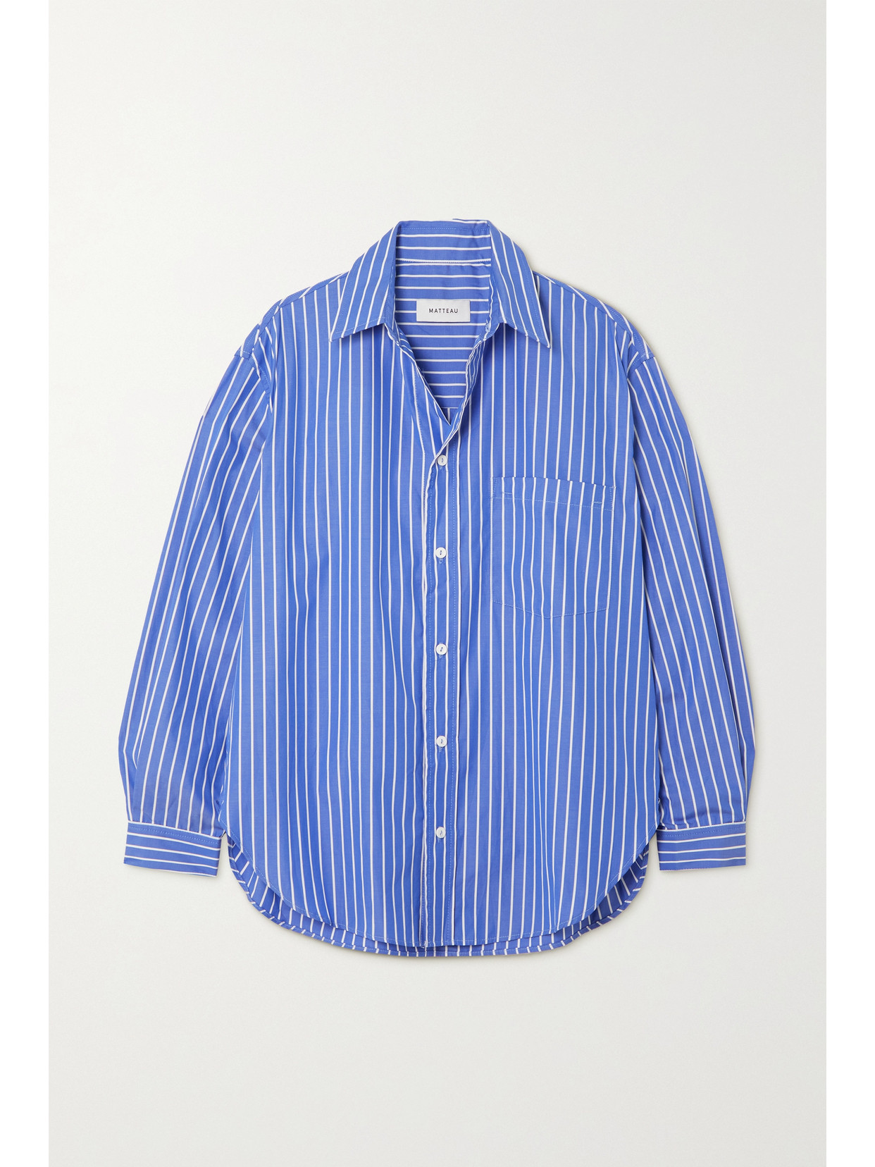 Shop Matteau + Net Sustain Striped Organic Cotton-poplin Shirt In Blue