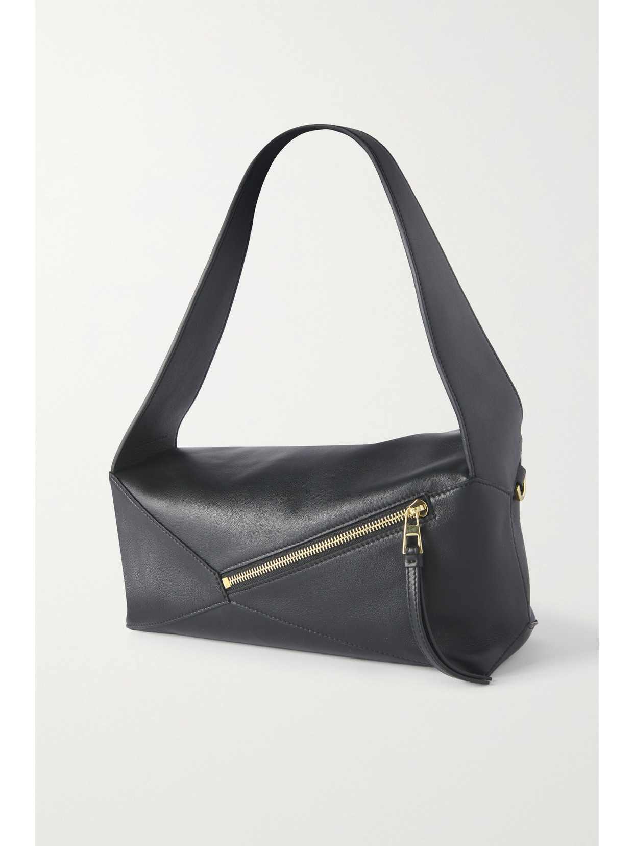 Shop Loewe Puzzle Leather Shoulder Bag In Black