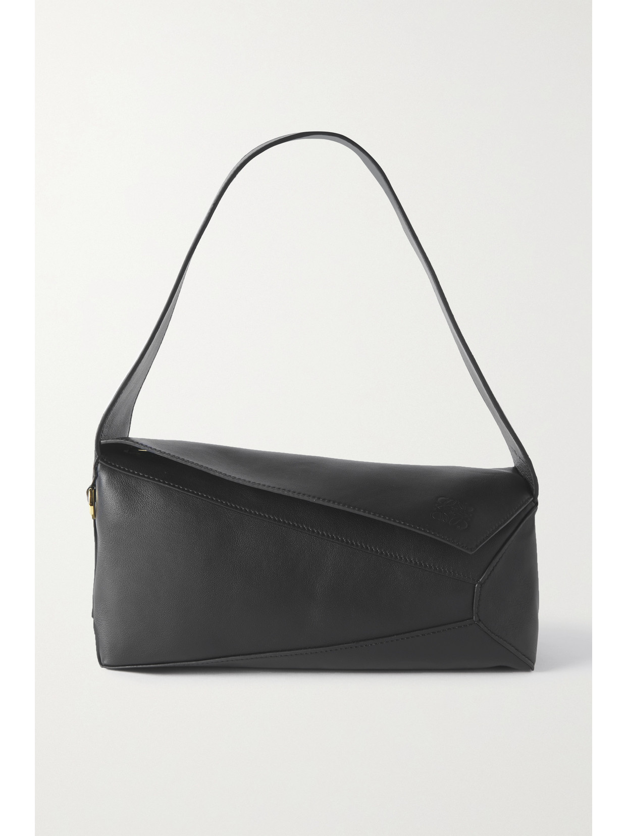 Shop Loewe Puzzle Leather Shoulder Bag In Black