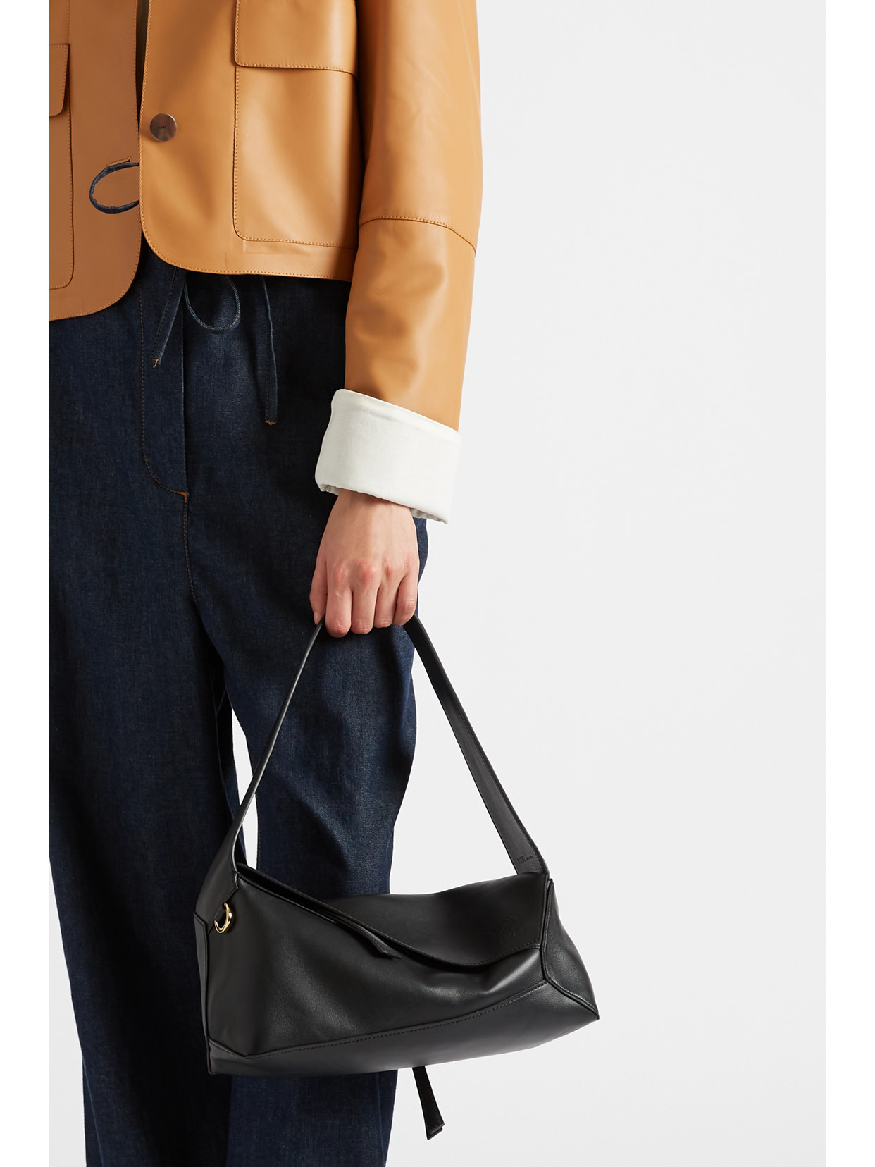 Shop Loewe Puzzle Leather Shoulder Bag In Black