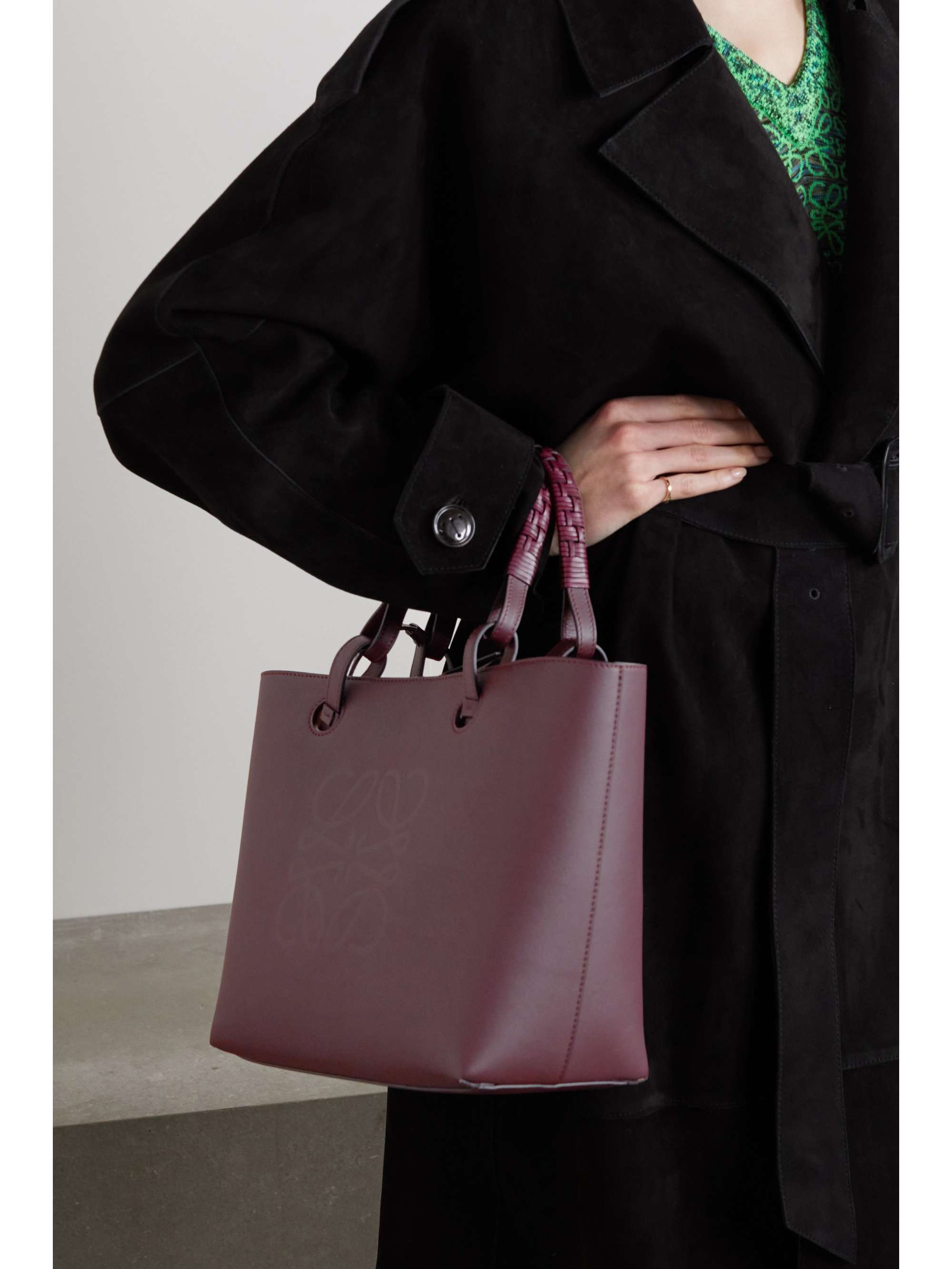 LOEWE Anagram small debossed textured-leather tote