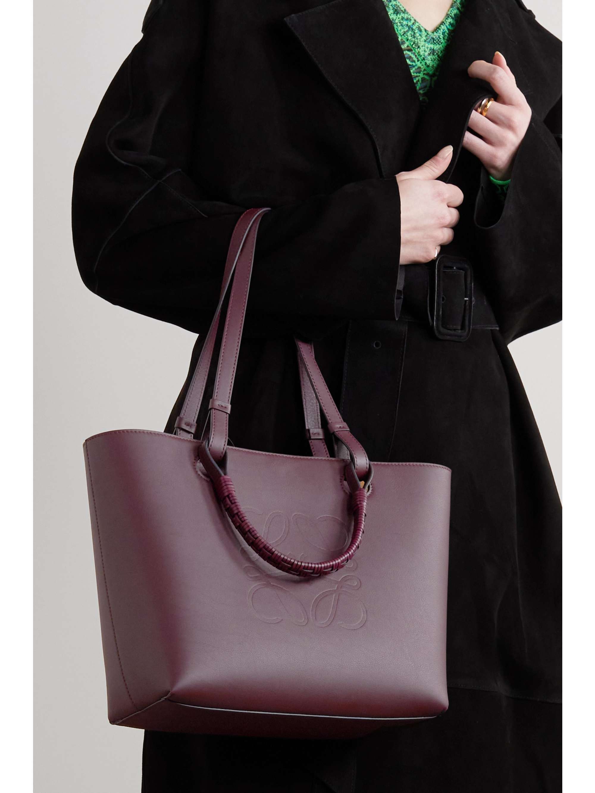 LOEWE Anagram small debossed textured-leather tote