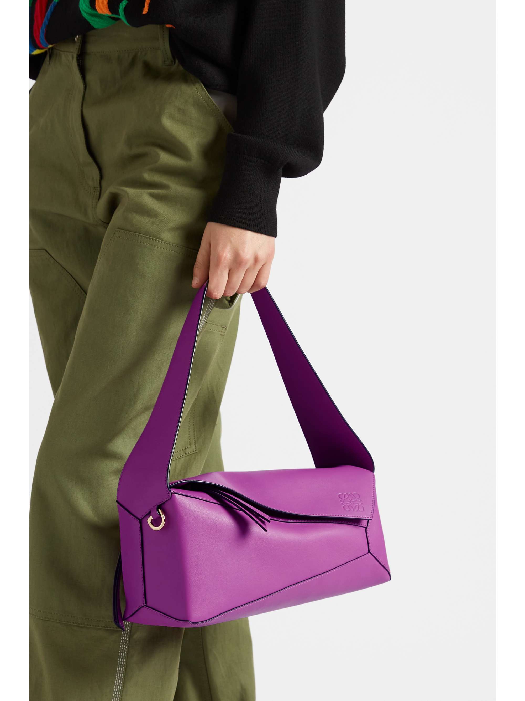 Purple Puzzle leather shoulder bag | LOEWE | NET-A-PORTER