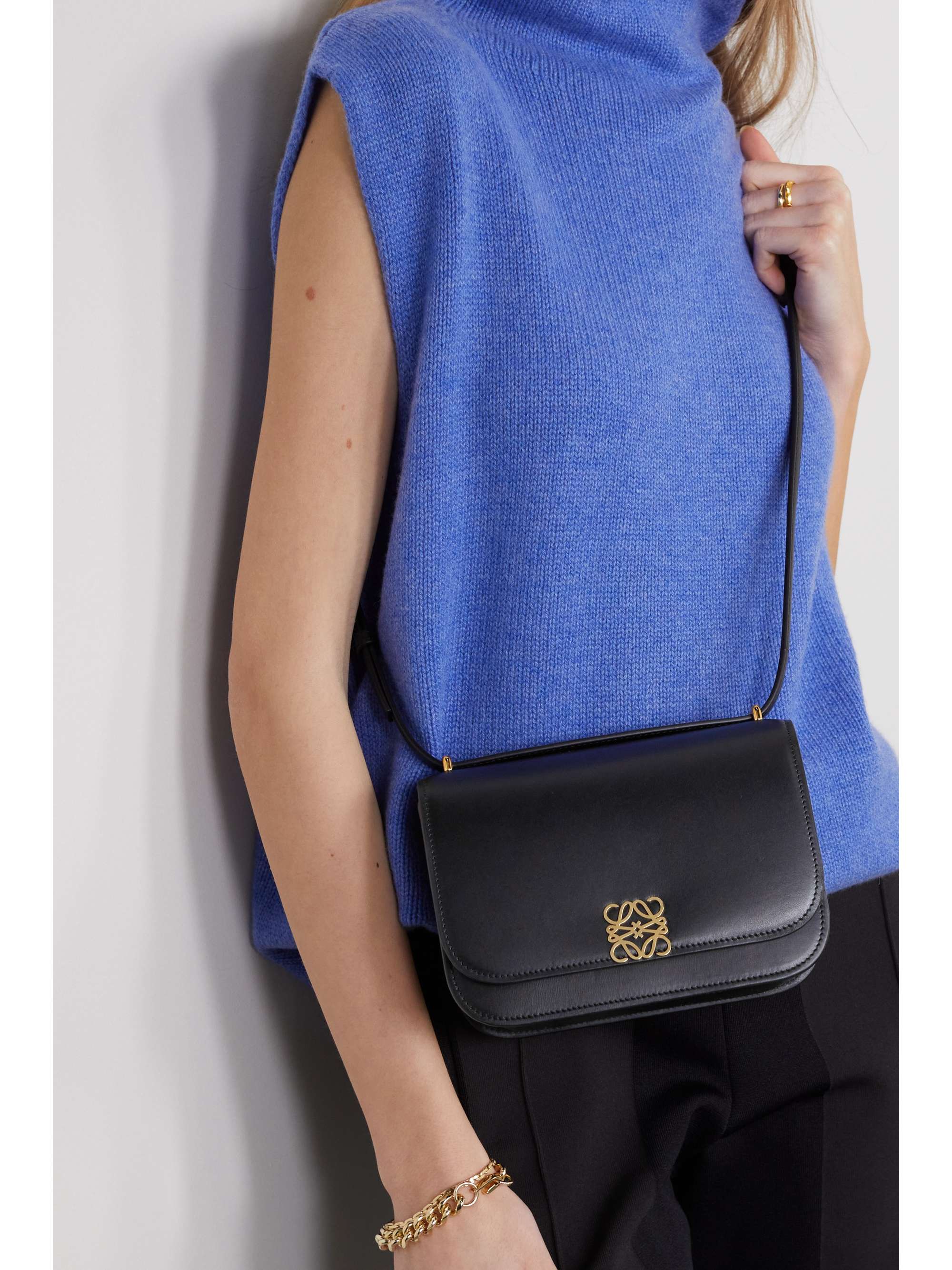 Black Goya small leather shoulder bag | LOEWE | NET-A-PORTER