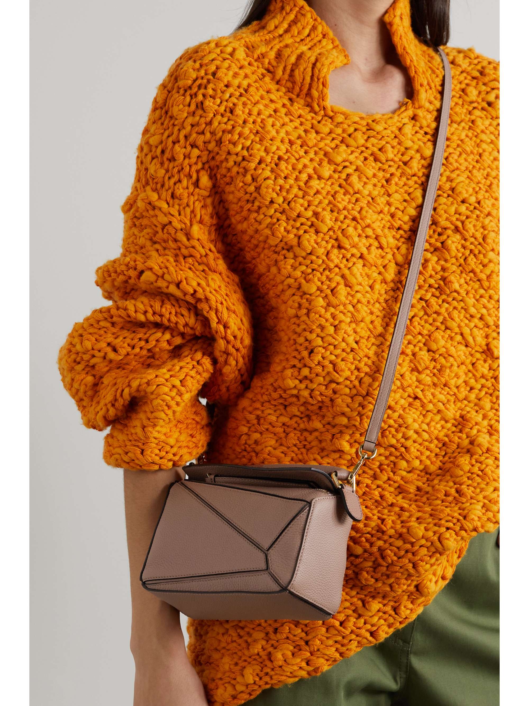 LOEWE Puzzle mini color-block textured-leather shoulder bag