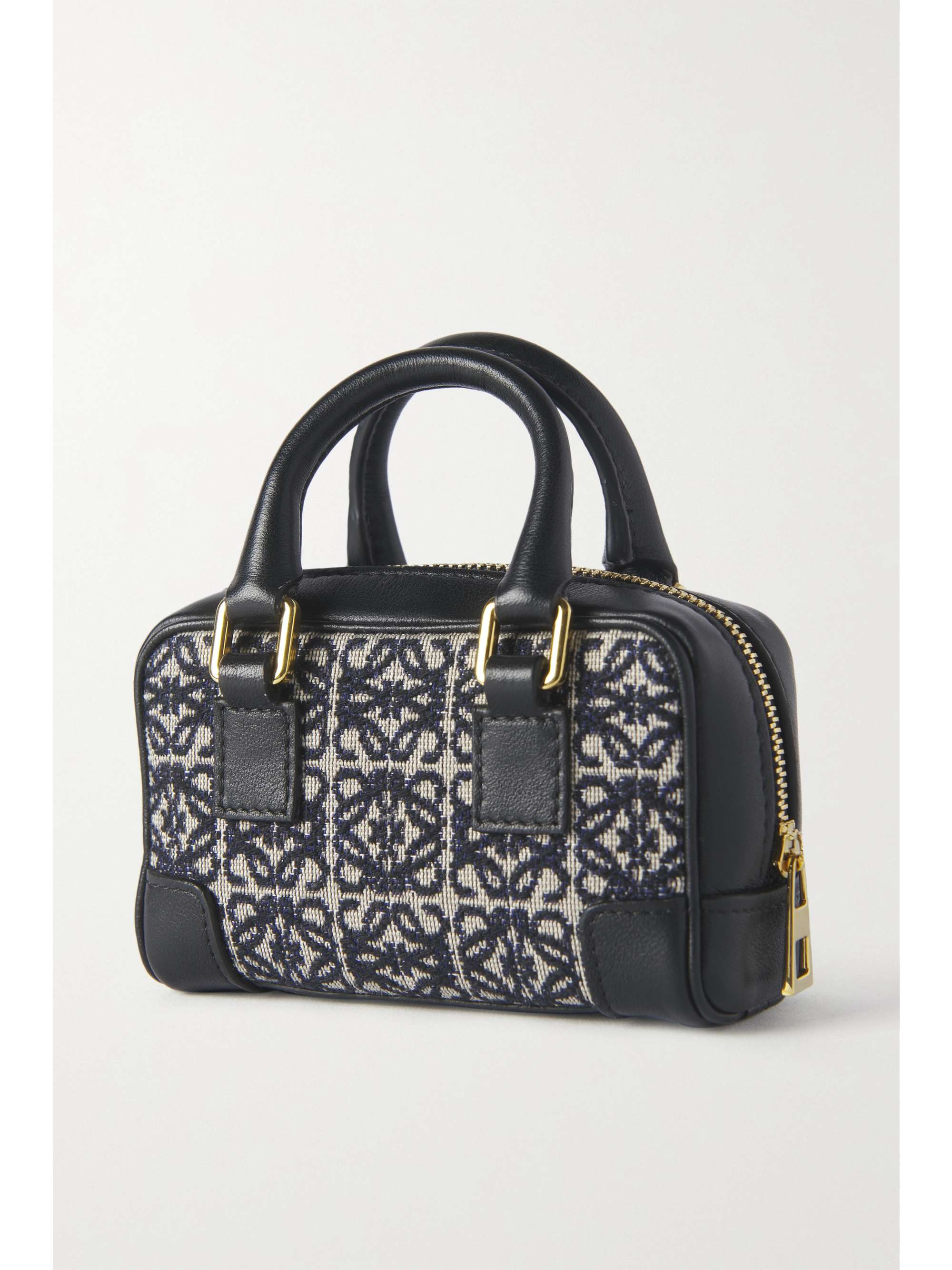 LOEWE Amazona nano leather-trimmed jacquard tote