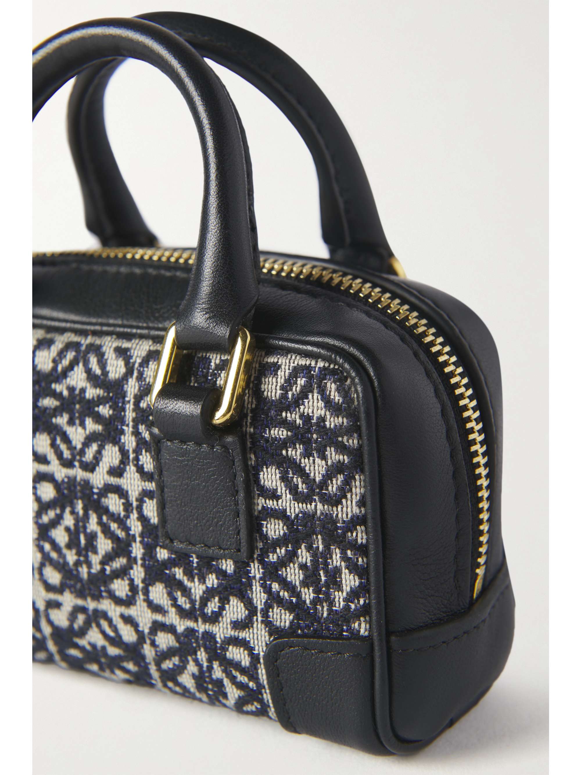 LOEWE Amazona nano leather-trimmed jacquard tote