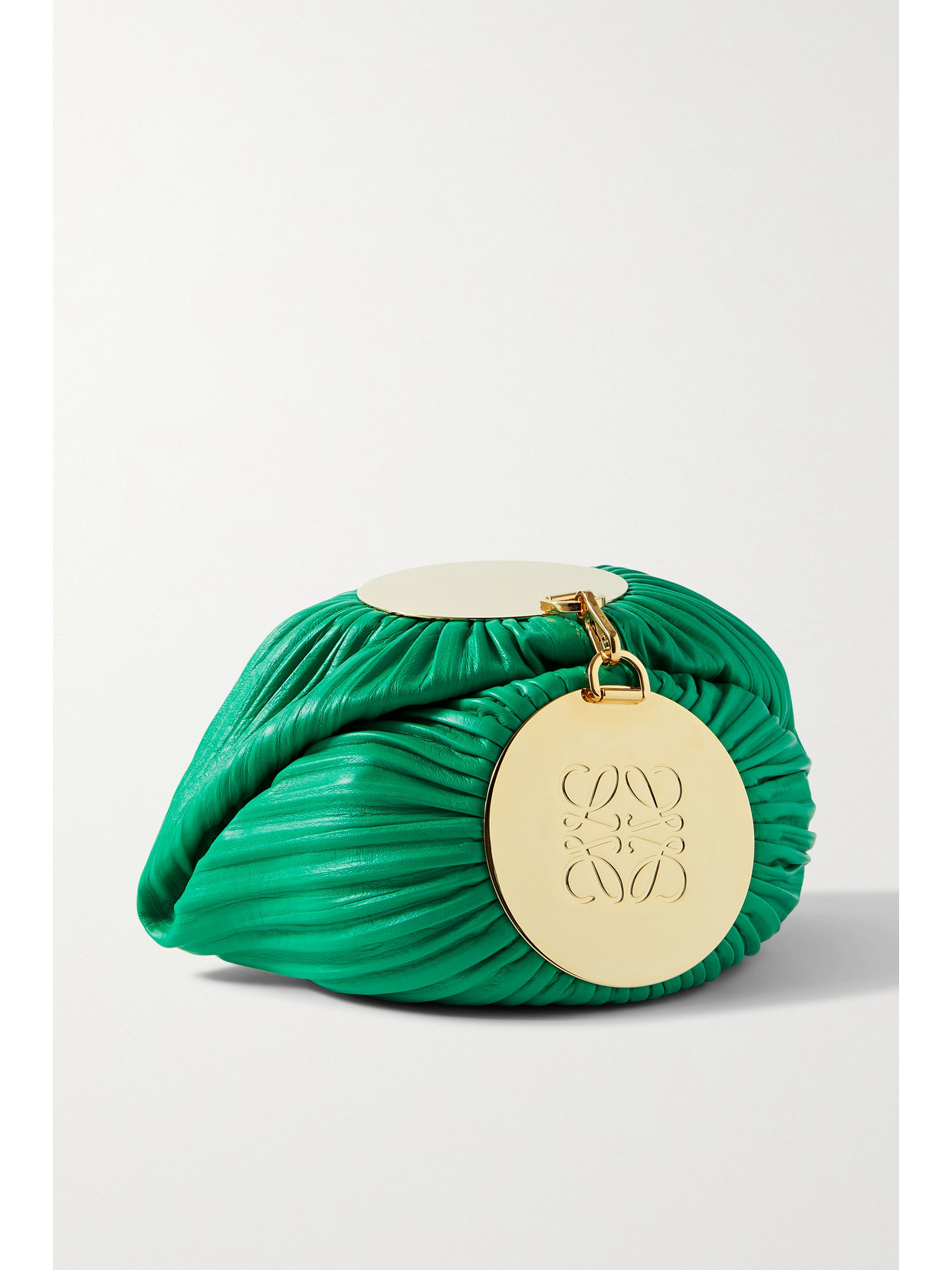 Loewe - Bracelet Pleated Leather Shoulder Bag - Green - one size