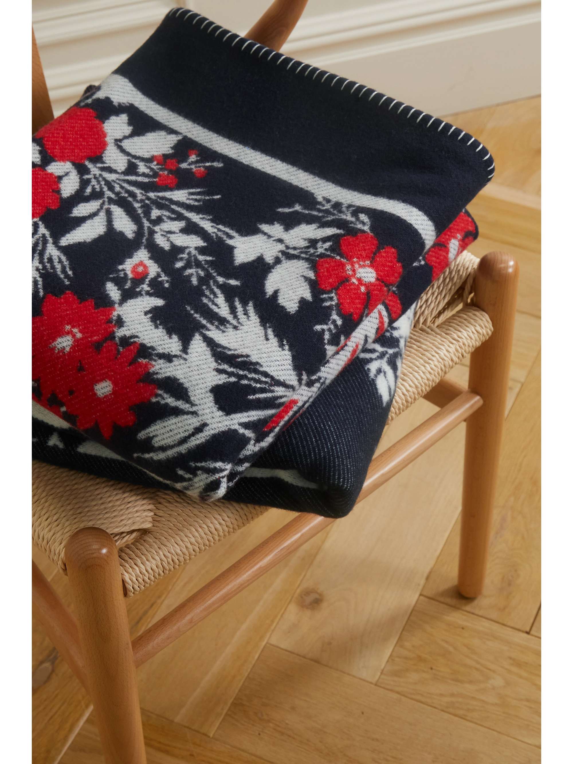 ERDEM Floraljacquard merino wool and cashmereblend throw NETAPORTER