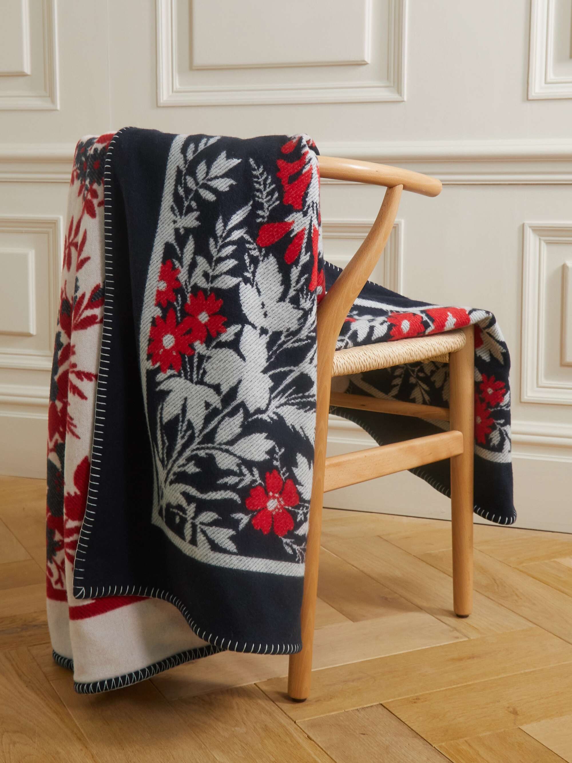ERDEM Floraljacquard merino wool and cashmereblend throw NETAPORTER