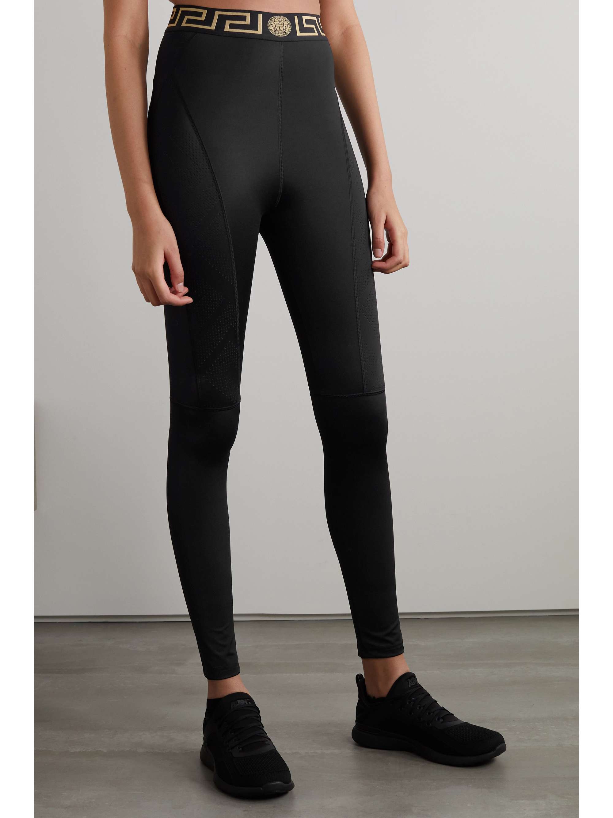 Black Mesh-paneled stretch leggings 