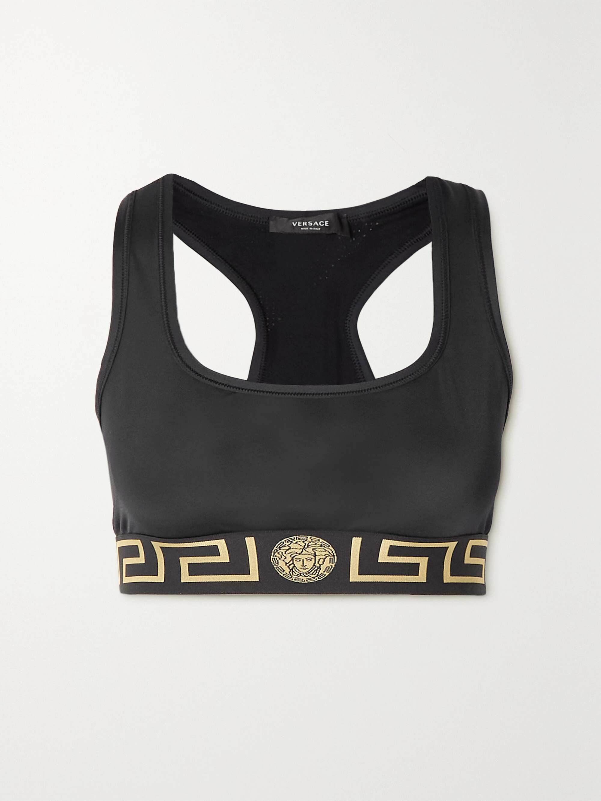 VERSACE Jacquard-trimmed stretch sports bra