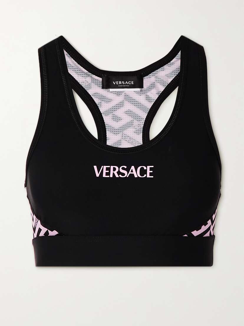 Versace La Greca Printed Stretch Sports Bra