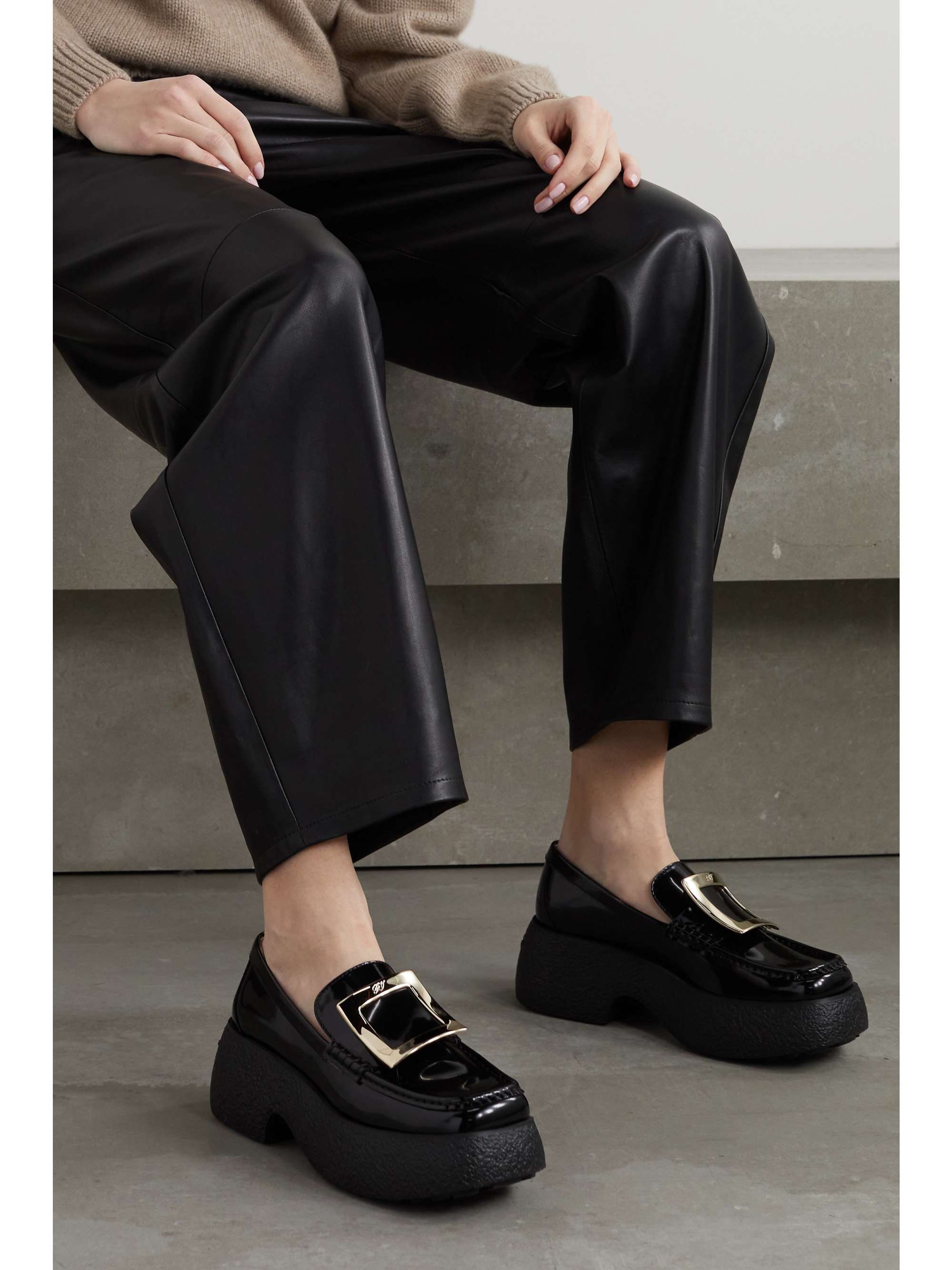 ROGER VIVIER Viv Ranger embellished patent-leather loafers