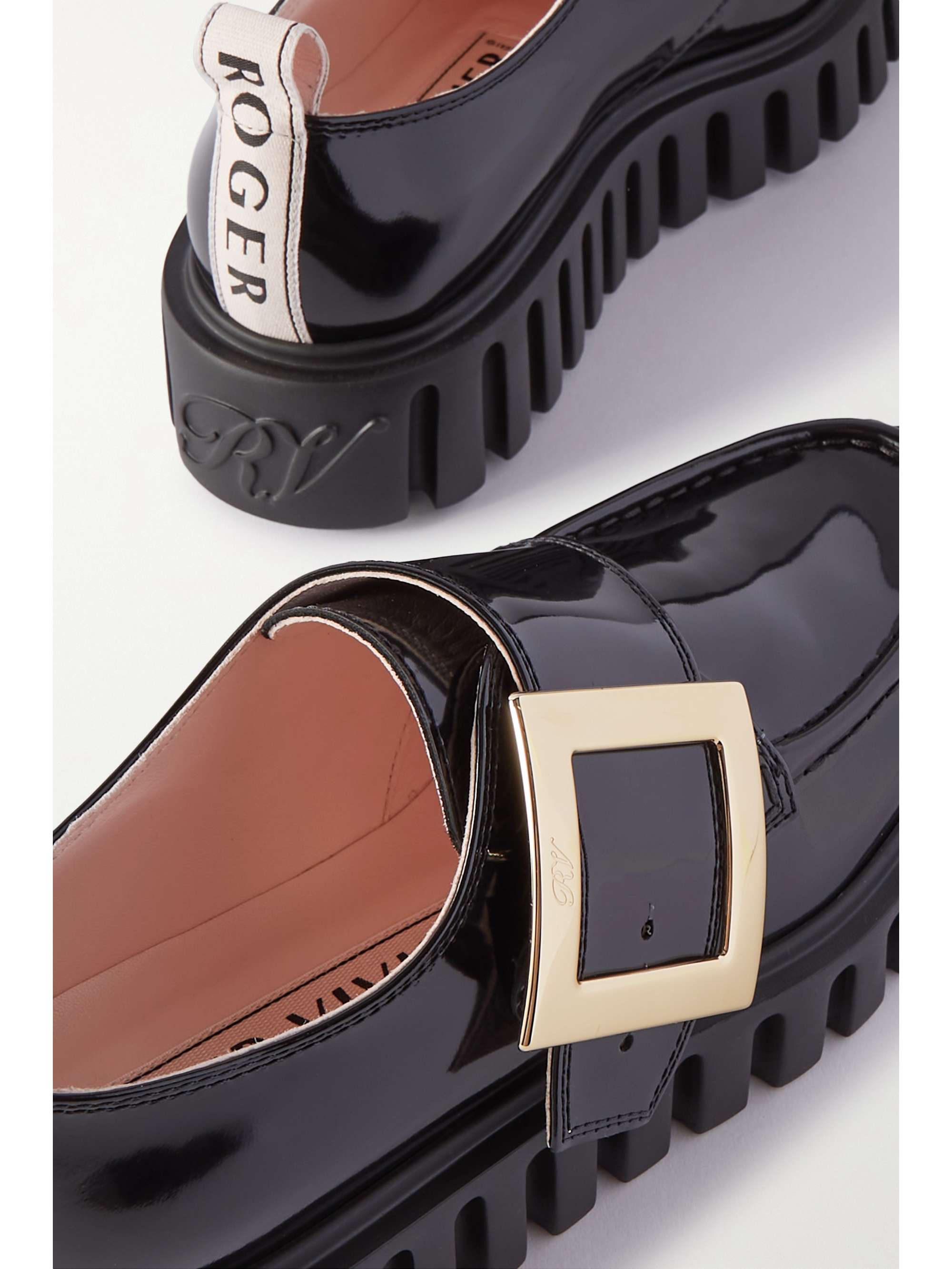 ROGER VIVIER Viv embellished patent-leather loafers