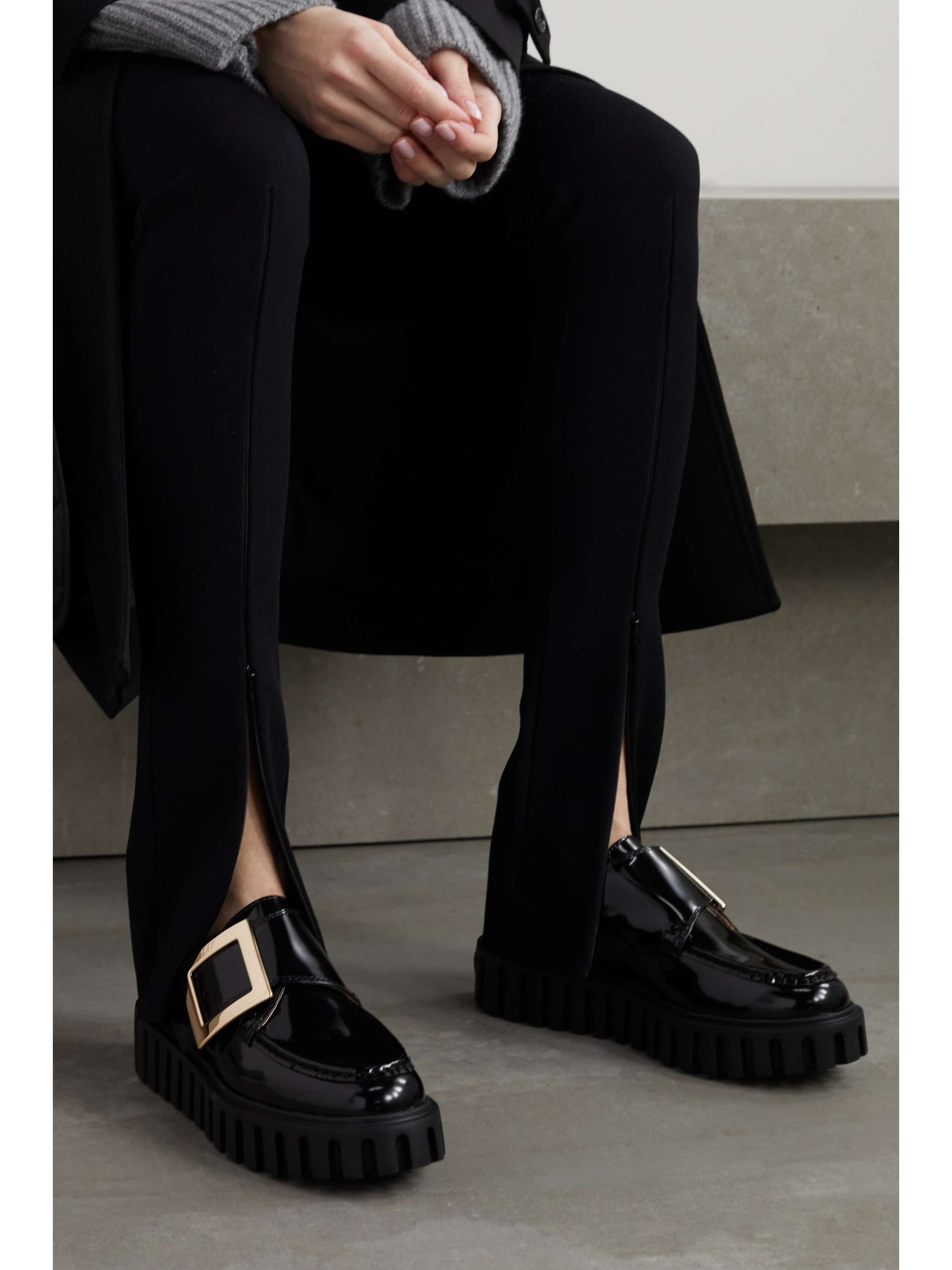 ROGER VIVIER Viv embellished patent-leather loafers