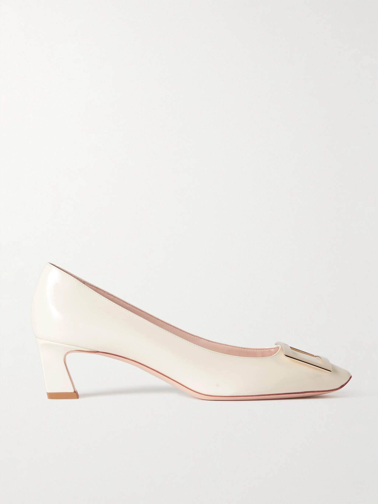 Roger Vivier - Decollete Trompette 45 Patent-leather Pumps - Off-white