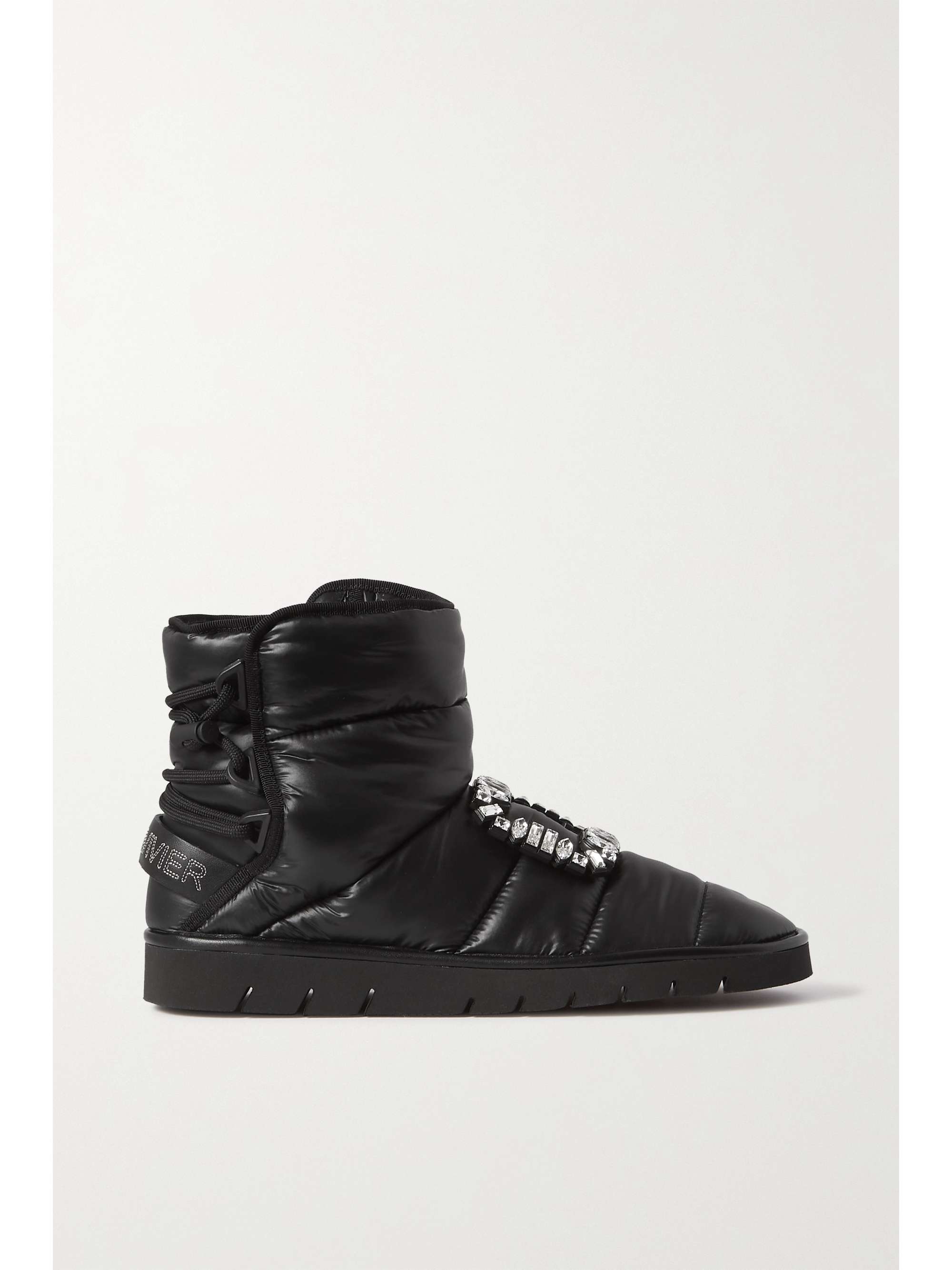 ROGER VIVIER بوت بطول الكاحل Winter Viv من الجلد المبطن والمملوء بالزغب مزيّن الكريستال