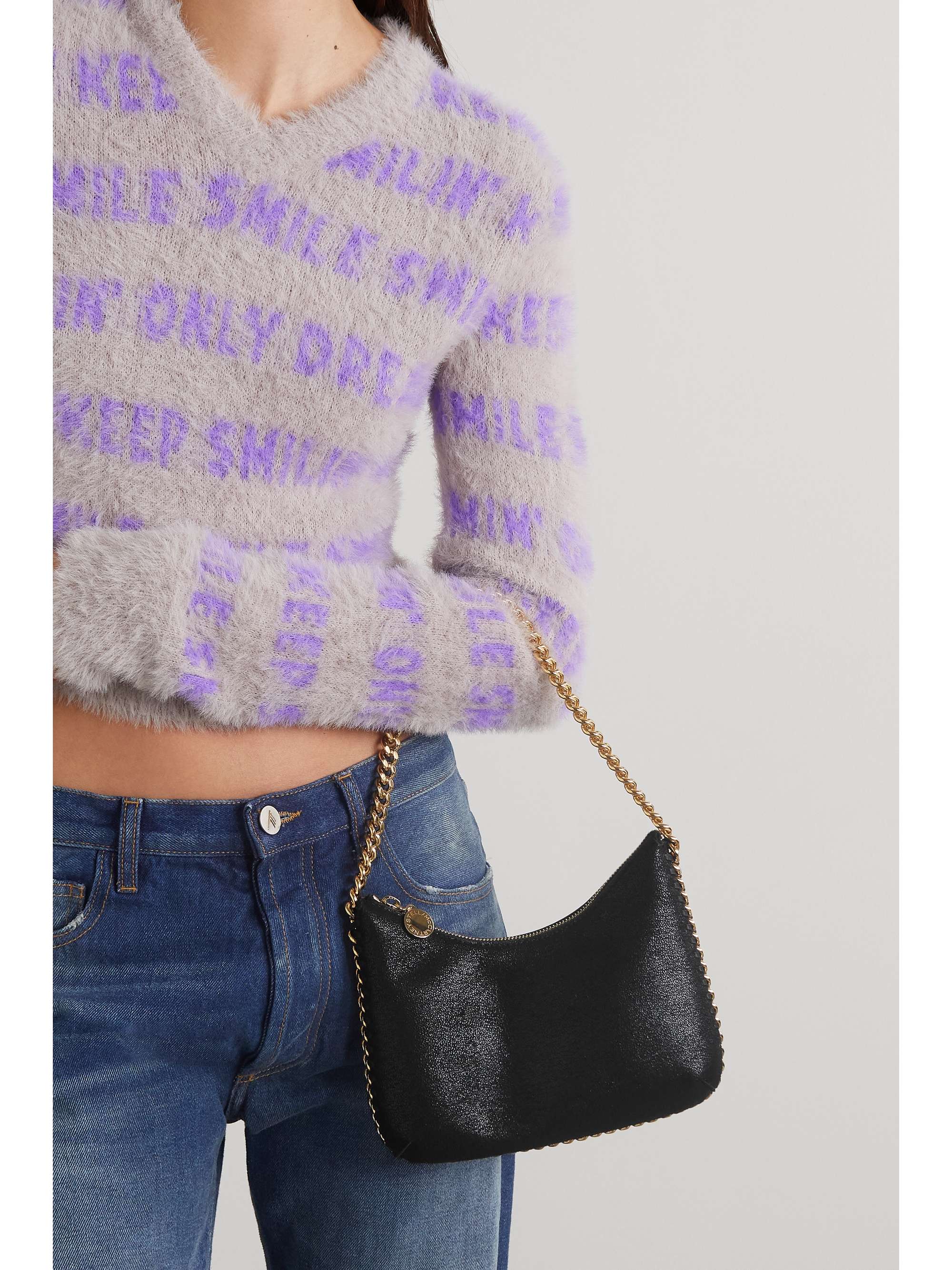 STELLA MCCARTNEY The Falabella Zip mini vegetarian brushed-leather shoulder bag