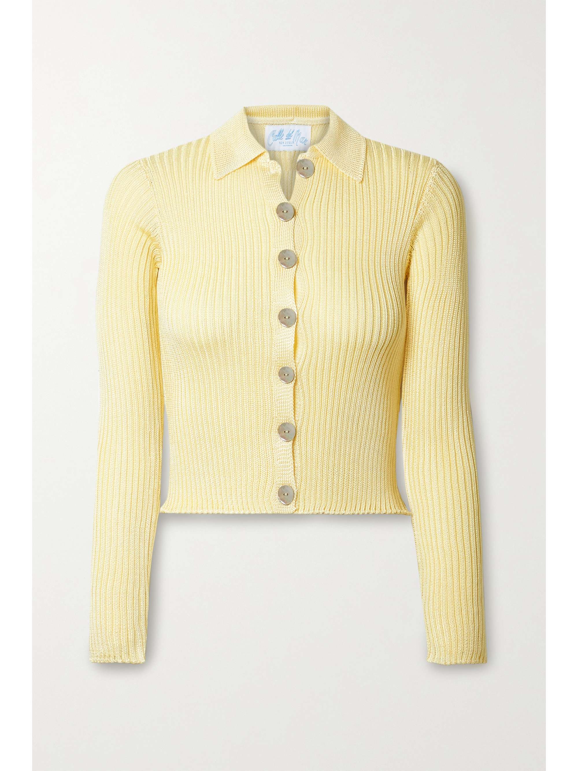 yellow knit cardigan
