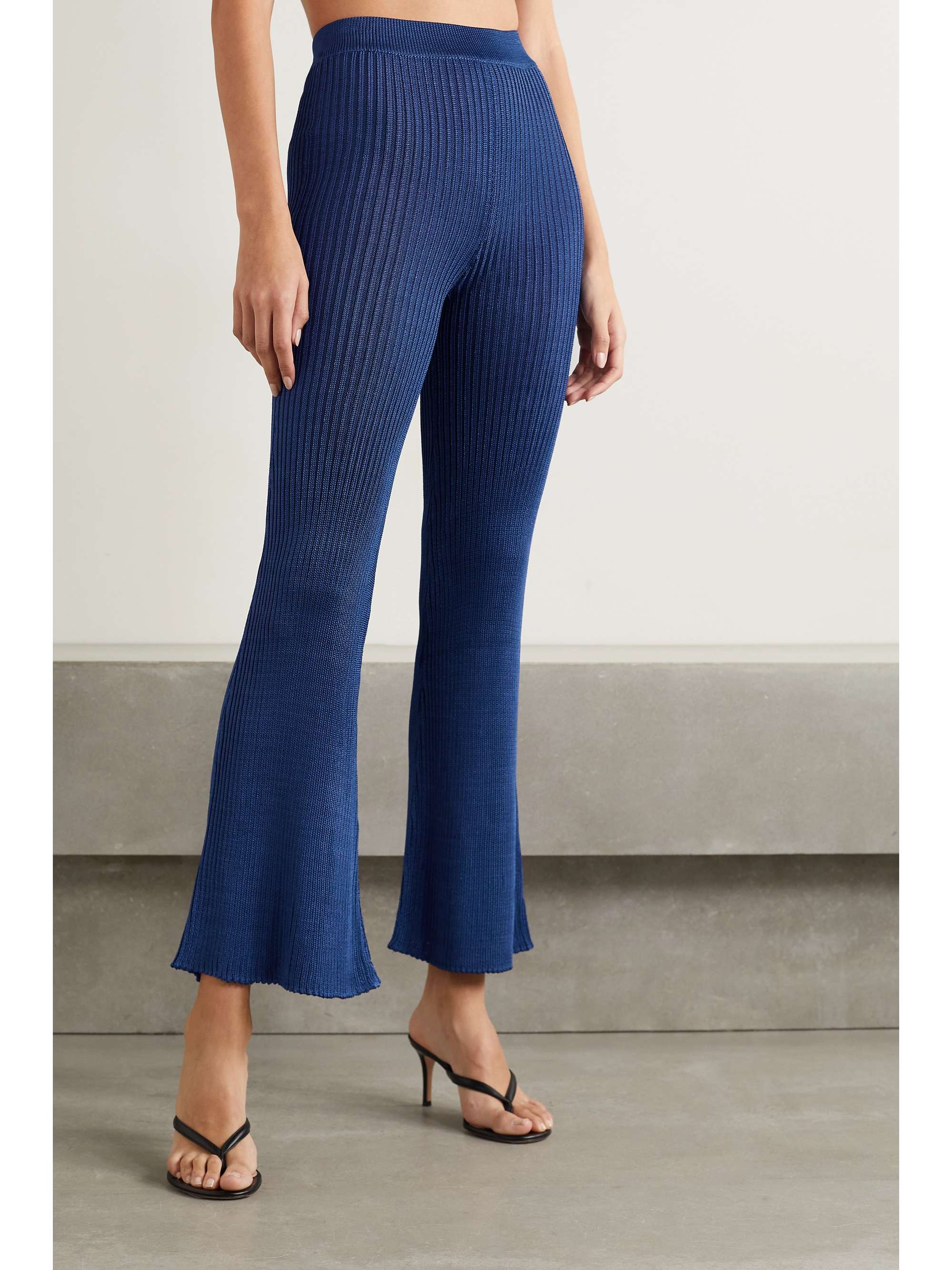 CALLE DEL MAR Ribbed-knit flared pants
