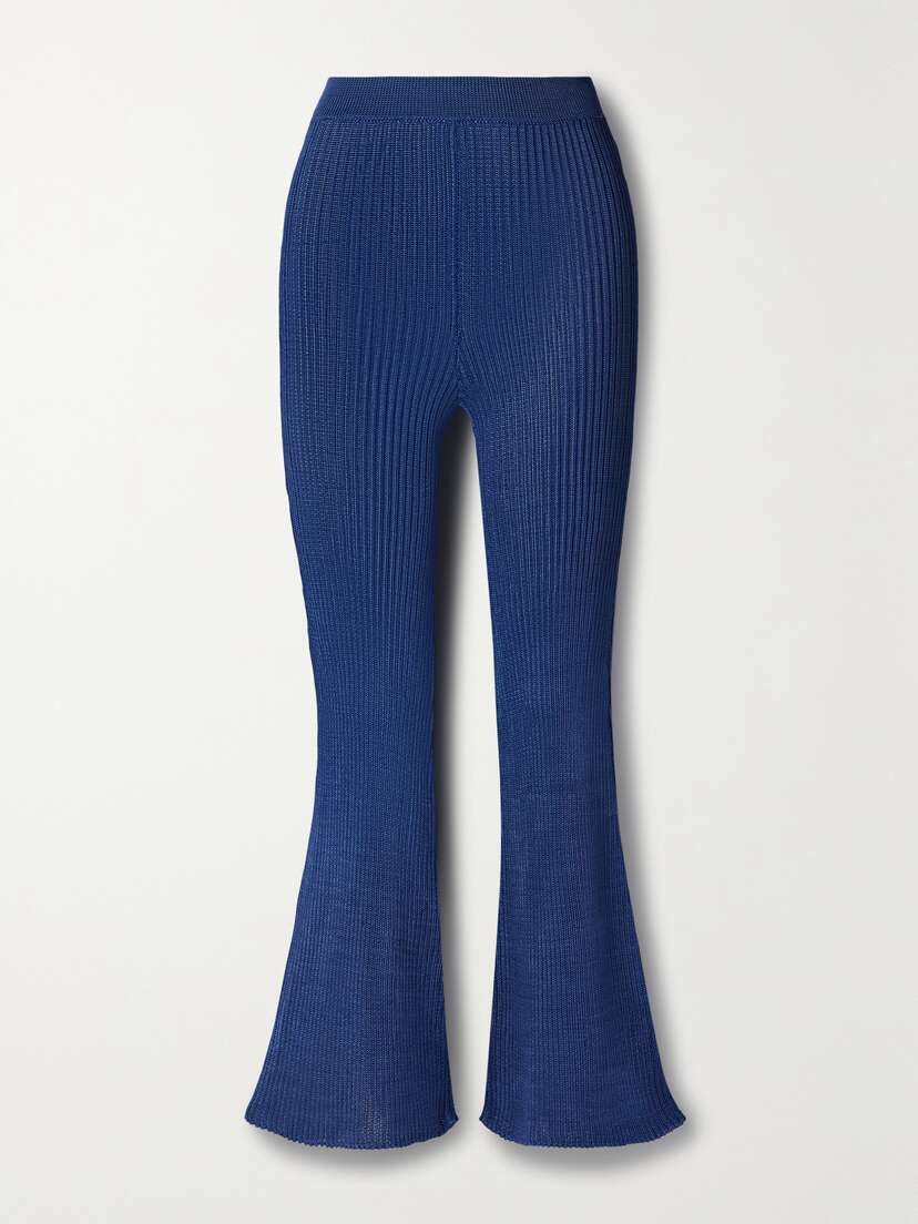 Calle Del Mar Ribbed-knit Flared Pants