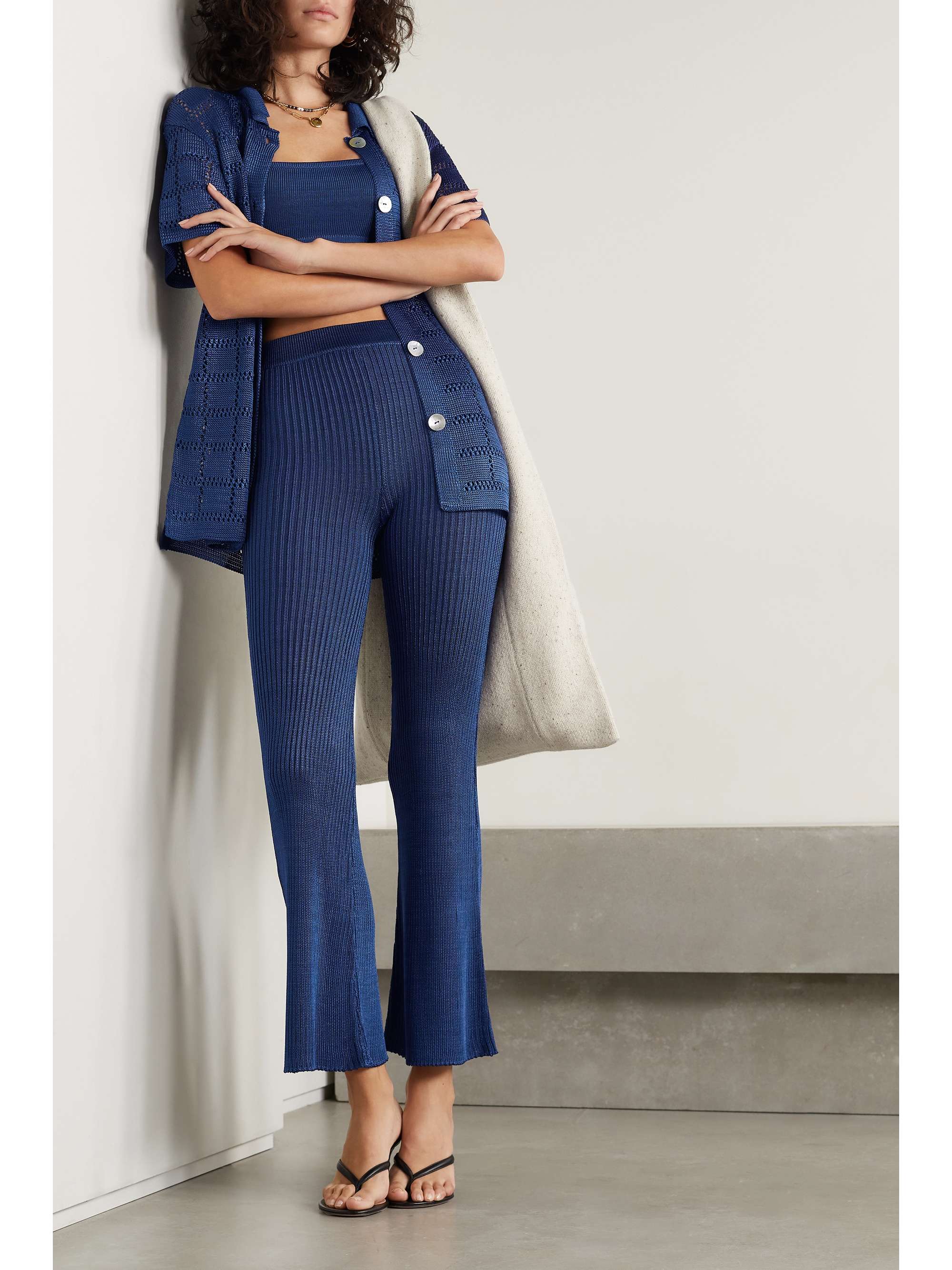 CALLE DEL MAR Ribbed-knit flared pants