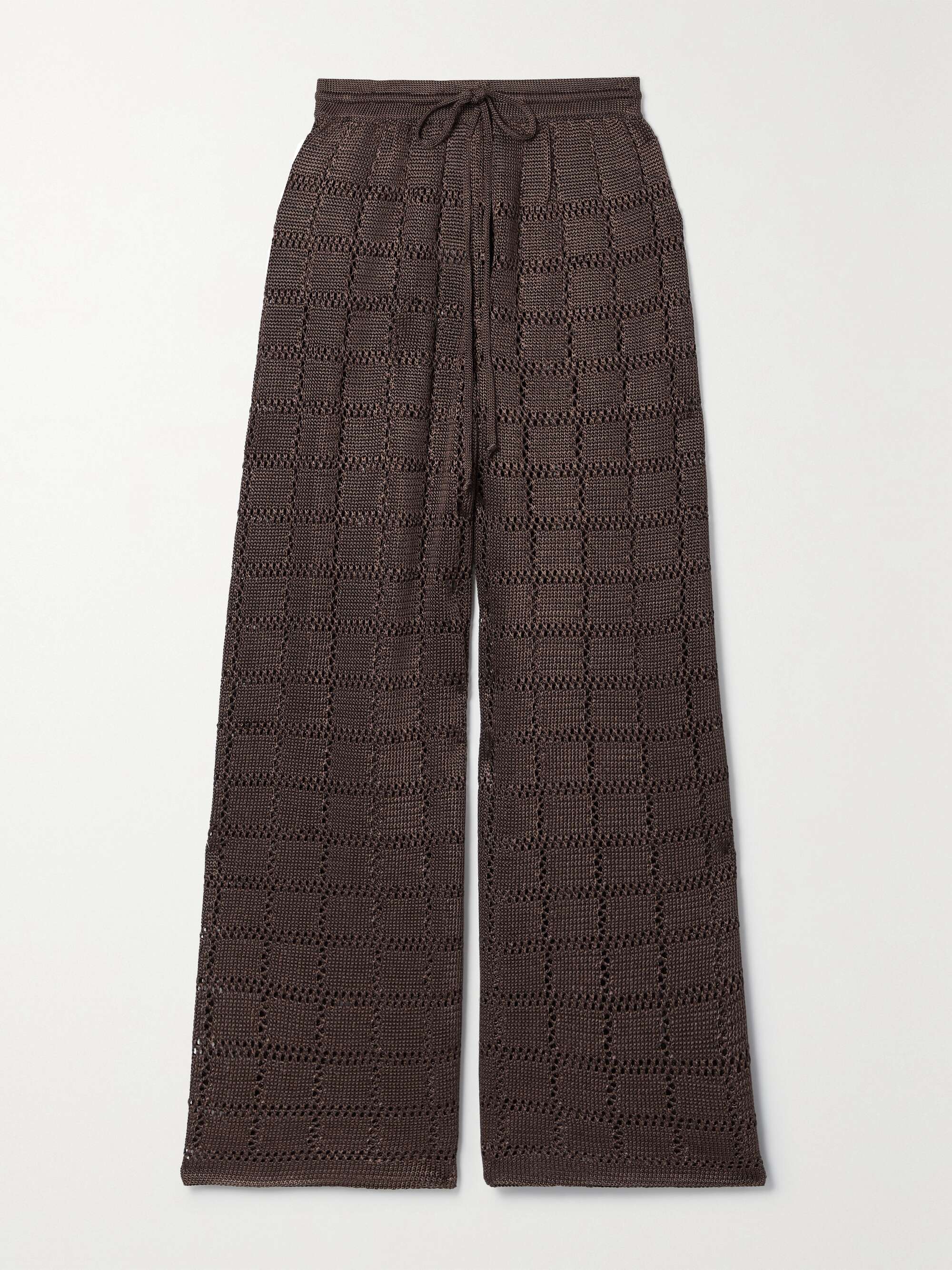 Chocolate Crochet-knit wide-leg pants 