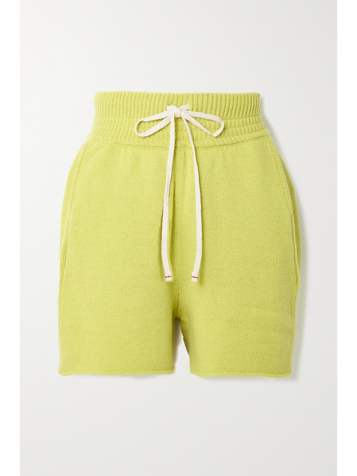 Les Tien Yacht Organic Cashmere Shorts In Chartreuse